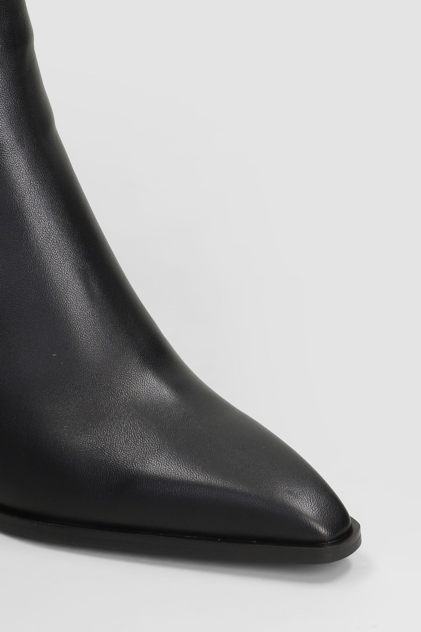 Lola Cruz High Heels Ankle Boots In Black Leather In Black