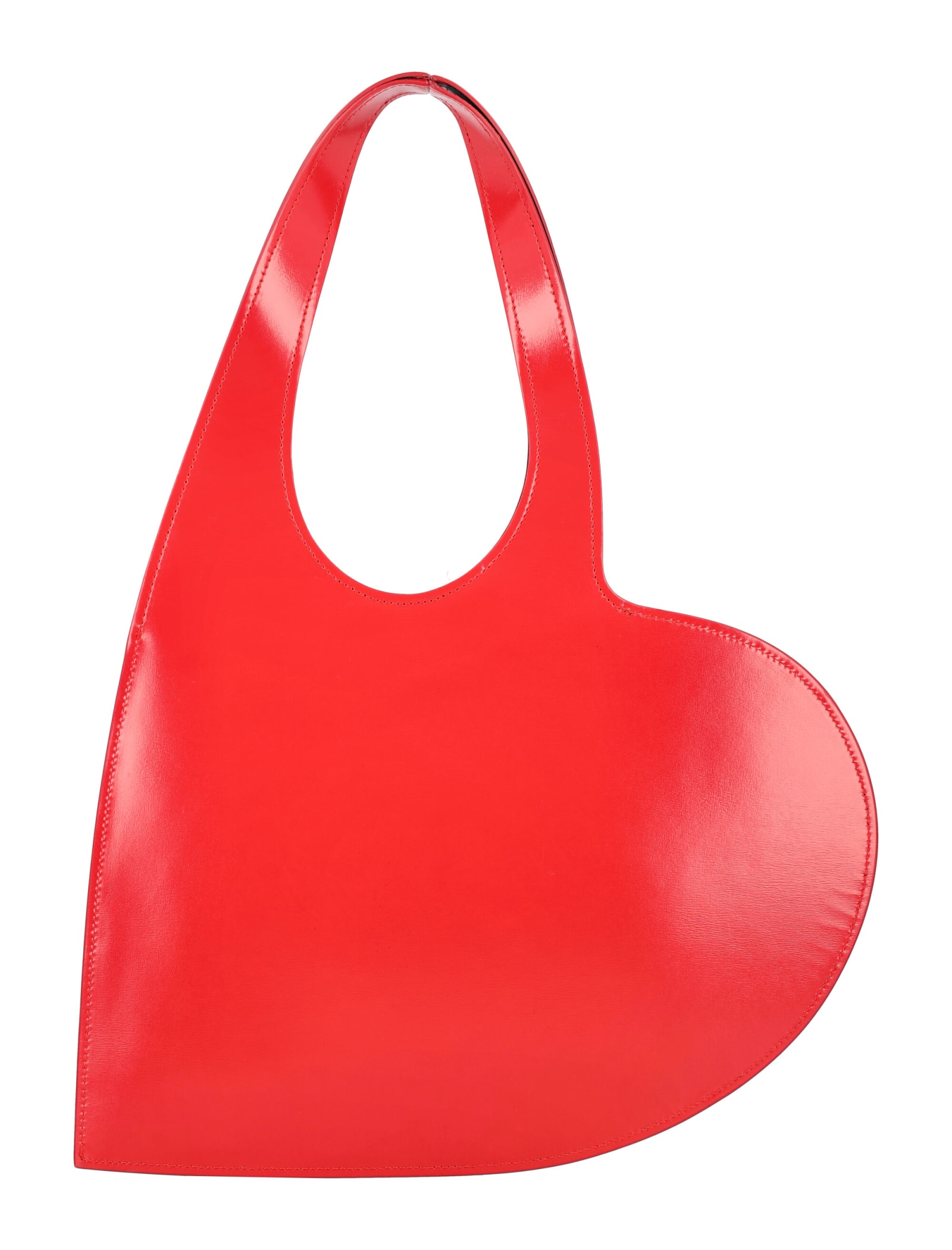 Shop Coperni Mini Heart Tote Gloss Leather In Red