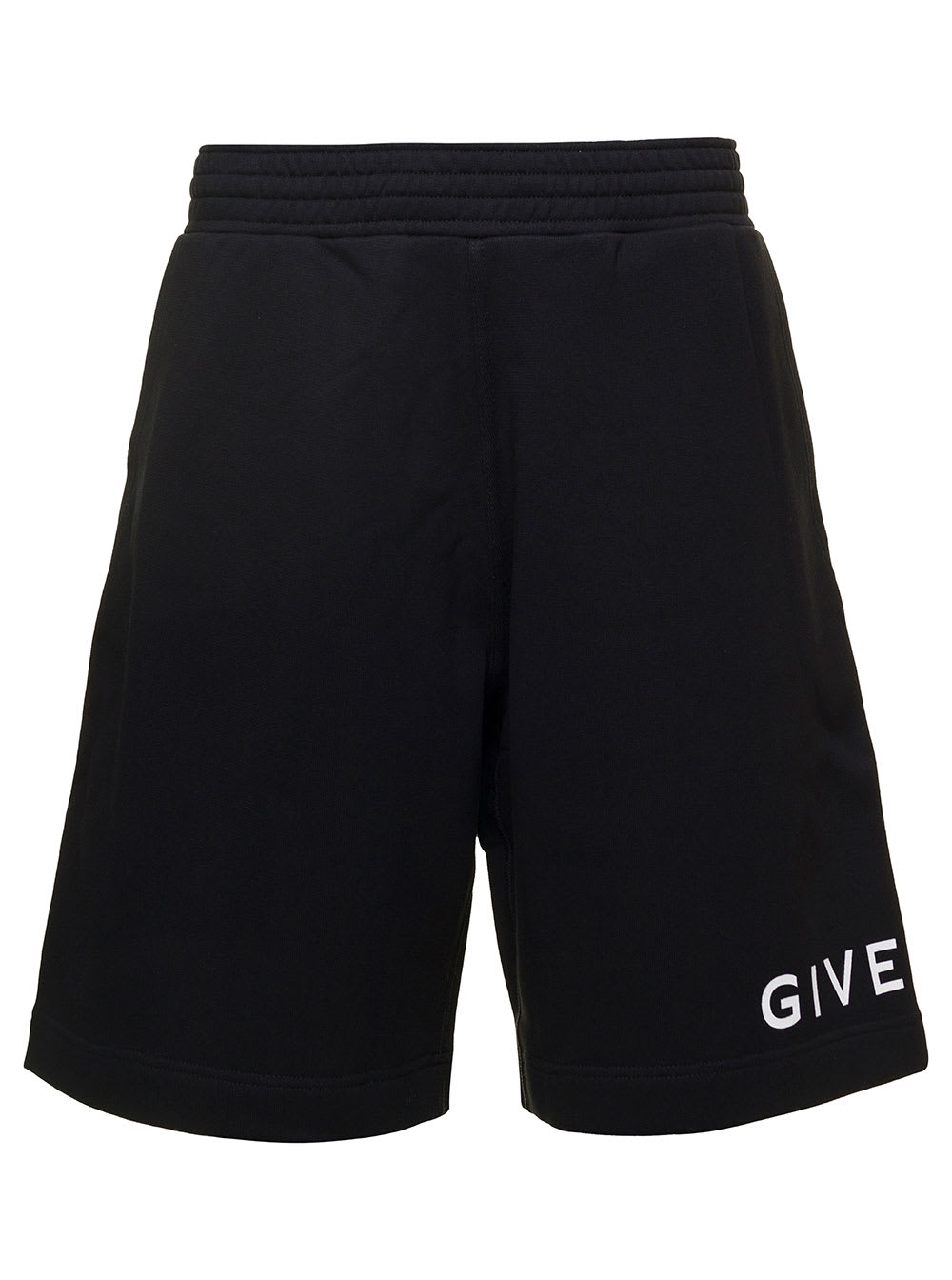 Shop Givenchy Black Boxy Shorts With Logo On The Leg In Cotton Man