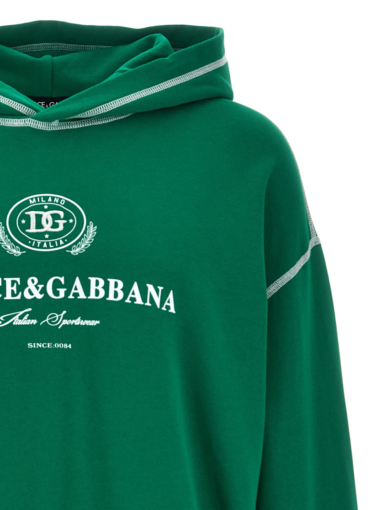 Shop Dolce & Gabbana Logo Hoodie In Green