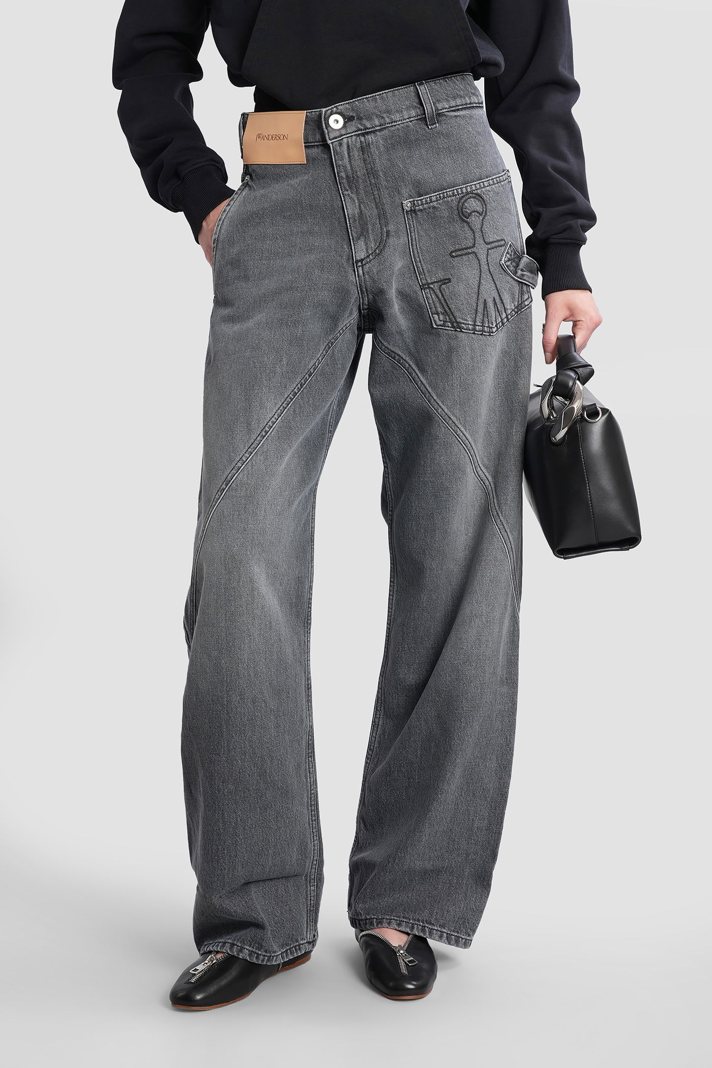 Jw Anderson Twisted Workwear Jeans In Gray