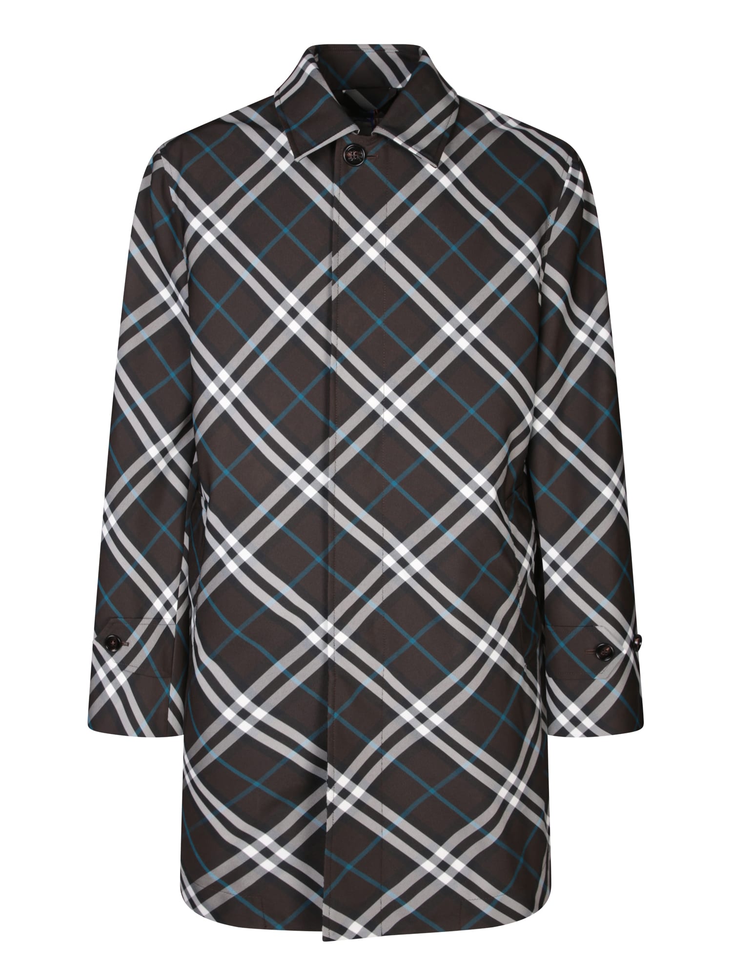 Shop Burberry Grey Check Coat