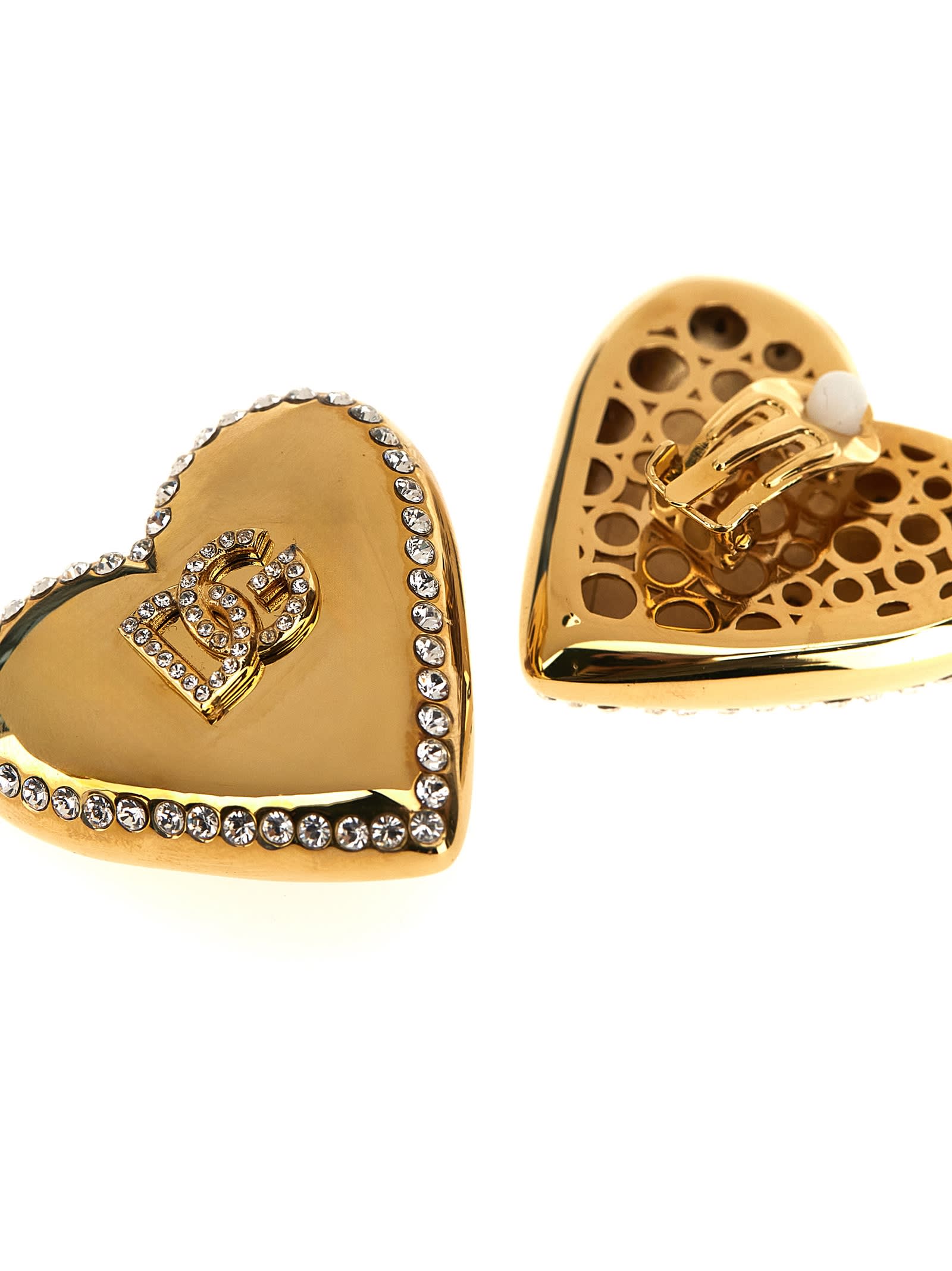 Shop Dolce & Gabbana Logo Heart Earrings In Gold