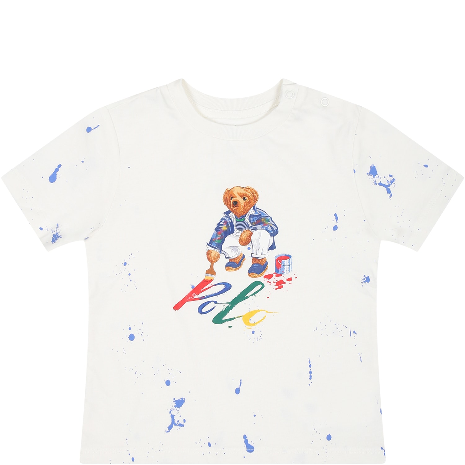 Ralph Lauren White T-shirt For Baby Boy With Polo Bear