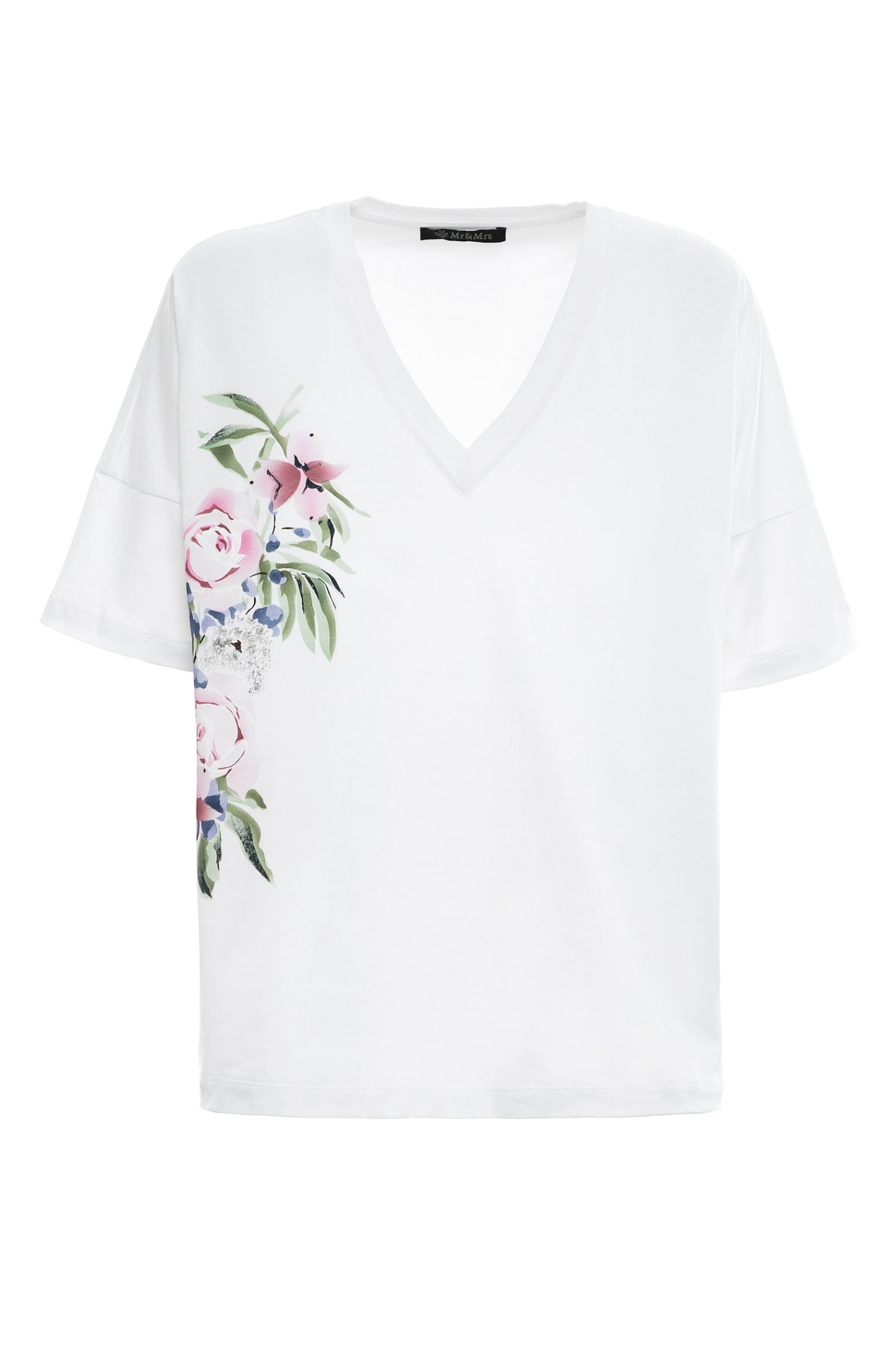 Mr & Mrs Italy Floral Prints T-shirt For Woman