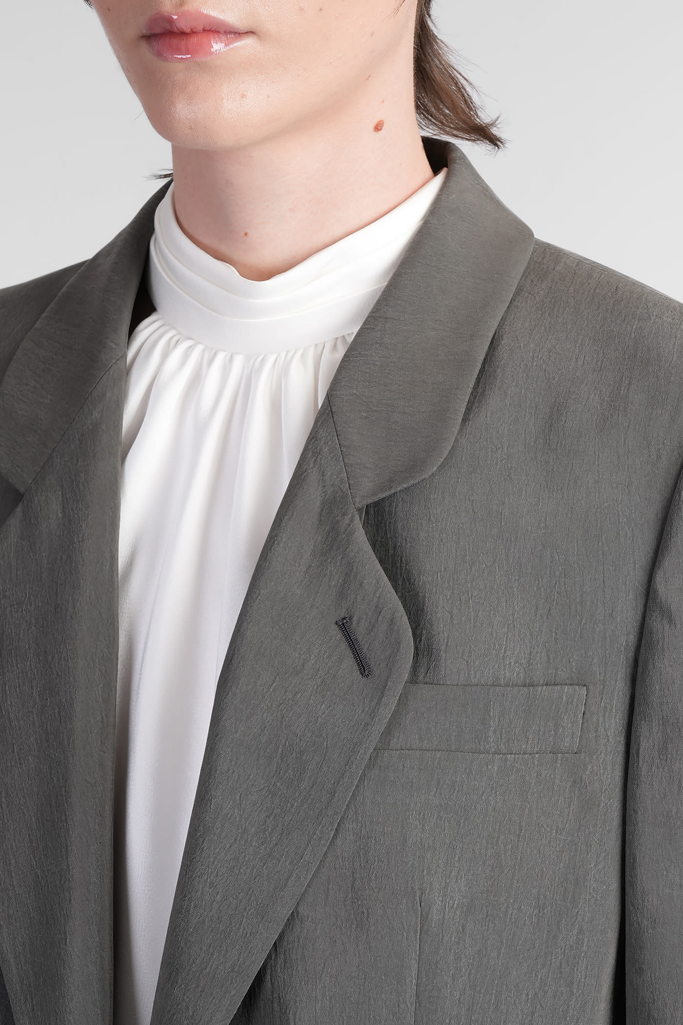 Shop Giorgio Armani Blazer In Green Silk