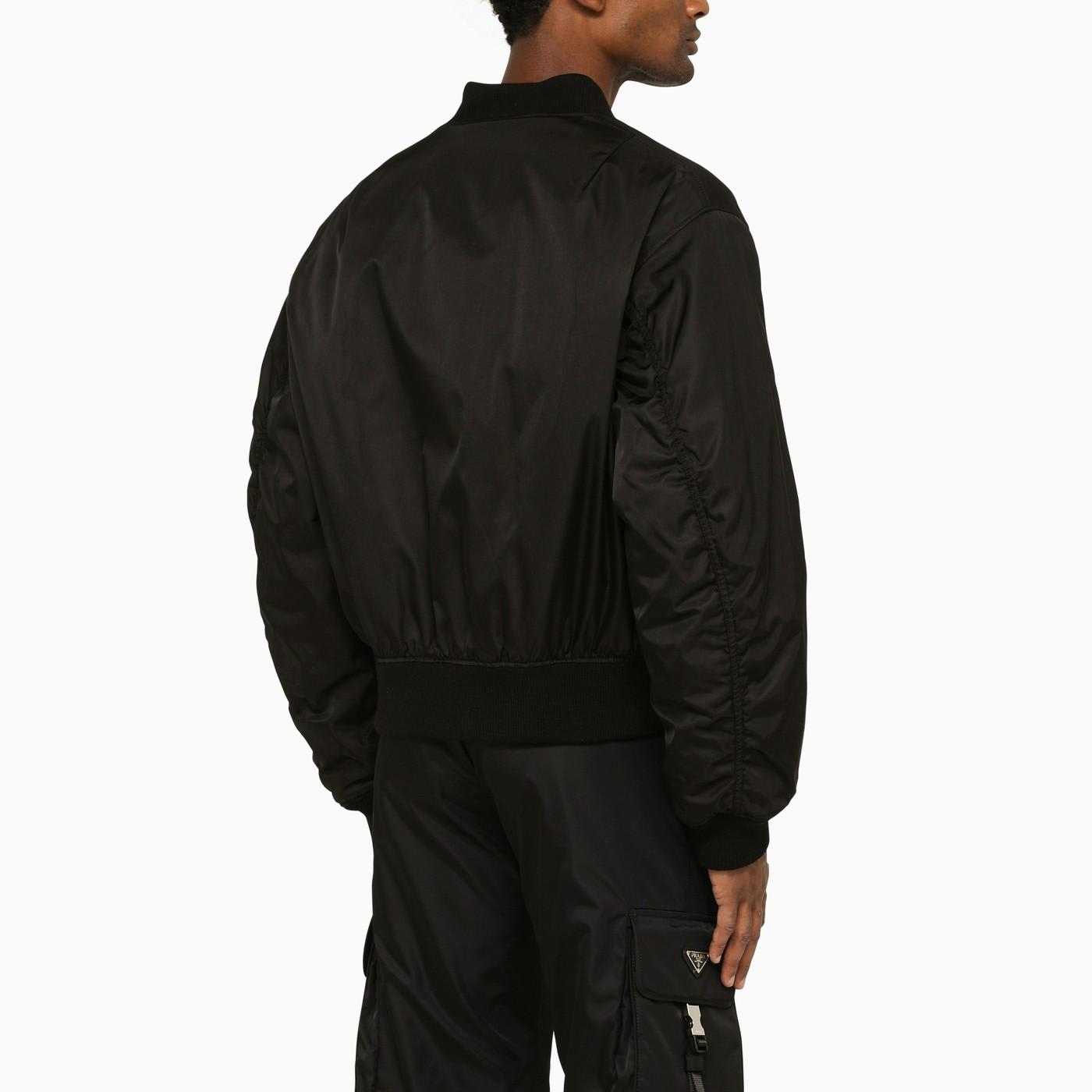 Shop Prada Black Padded Re-nylon Bomber Jacket