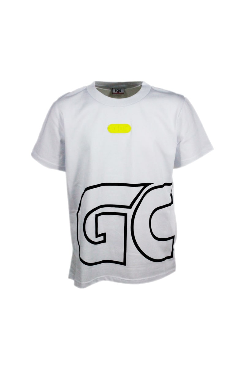 GCDS Mini T-shirt In Cotone A Girocollo A Manica Corta Con Stampa Con Logo