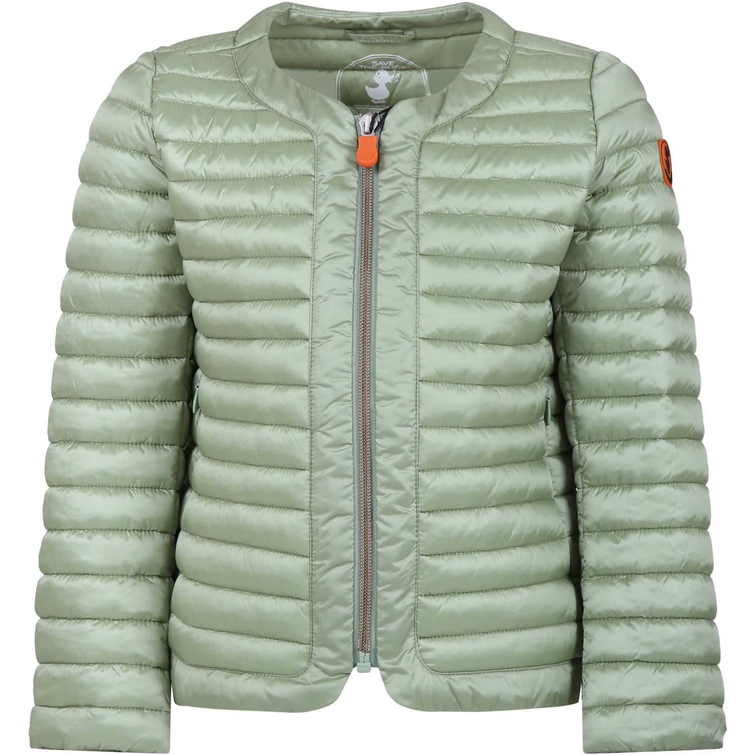 Save The Duck Kids' Green Vela Down Jacket For Girl With Iconic Logo