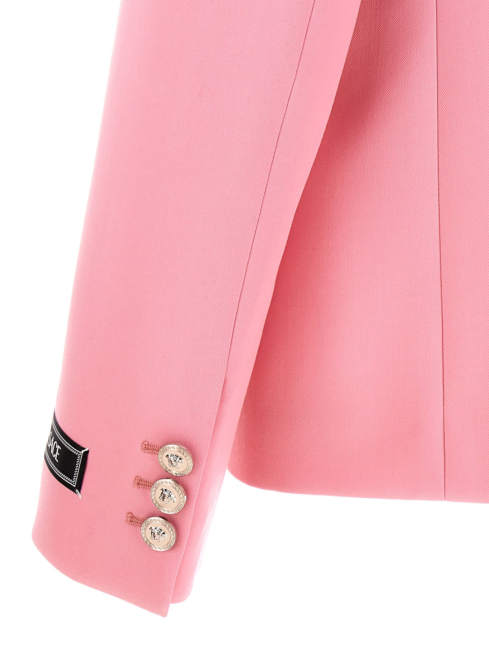 Shop Versace Single-breasted Blazer In Rosa
