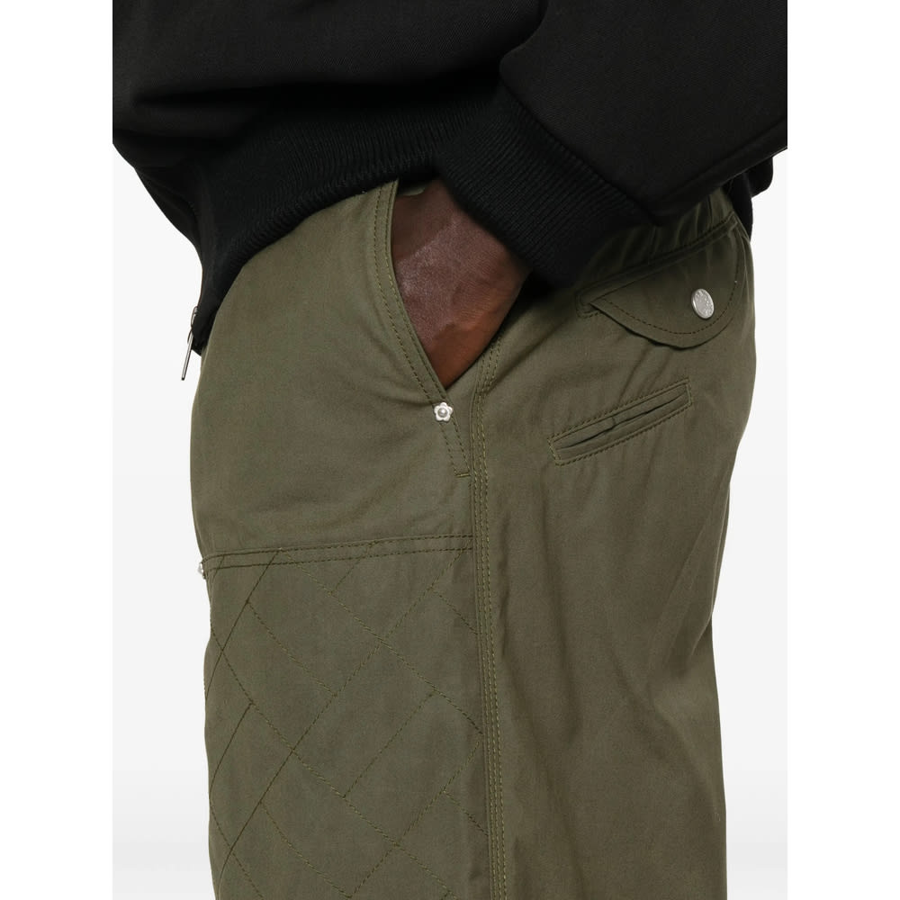 Kenzo Cotton Trousers With Quilted Pattern And Pockets In Green