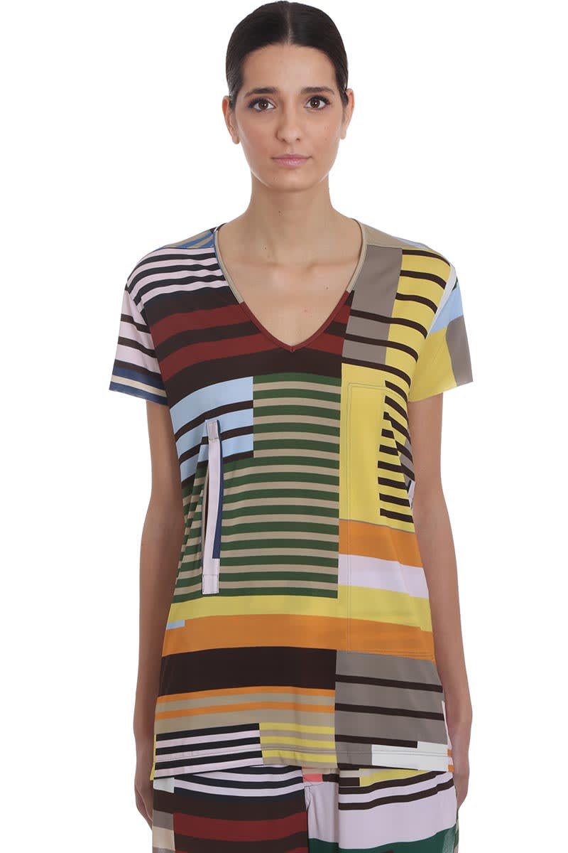 Rick Owens Cut Out Tee T-shirt In Multicolor Viscose