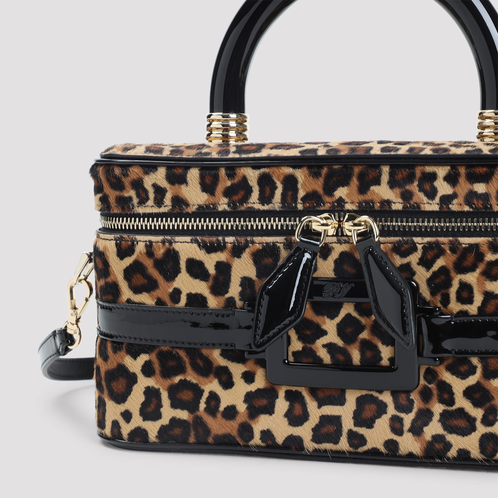 Roger Vivier Mini Vanity Bag With Top Handle And Strap In Neutral