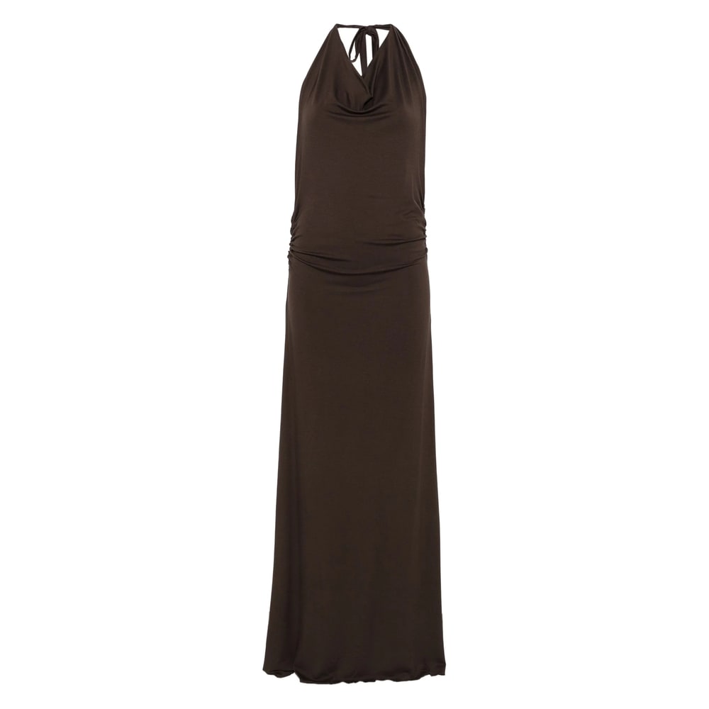 Gimaguas Sleeveless Maxi Dress Halter Neckline In Brown