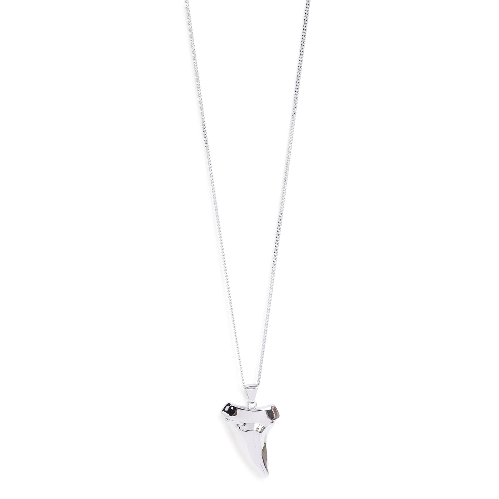 Shop Saint Laurent Shark Tooth Necklace In Palladium