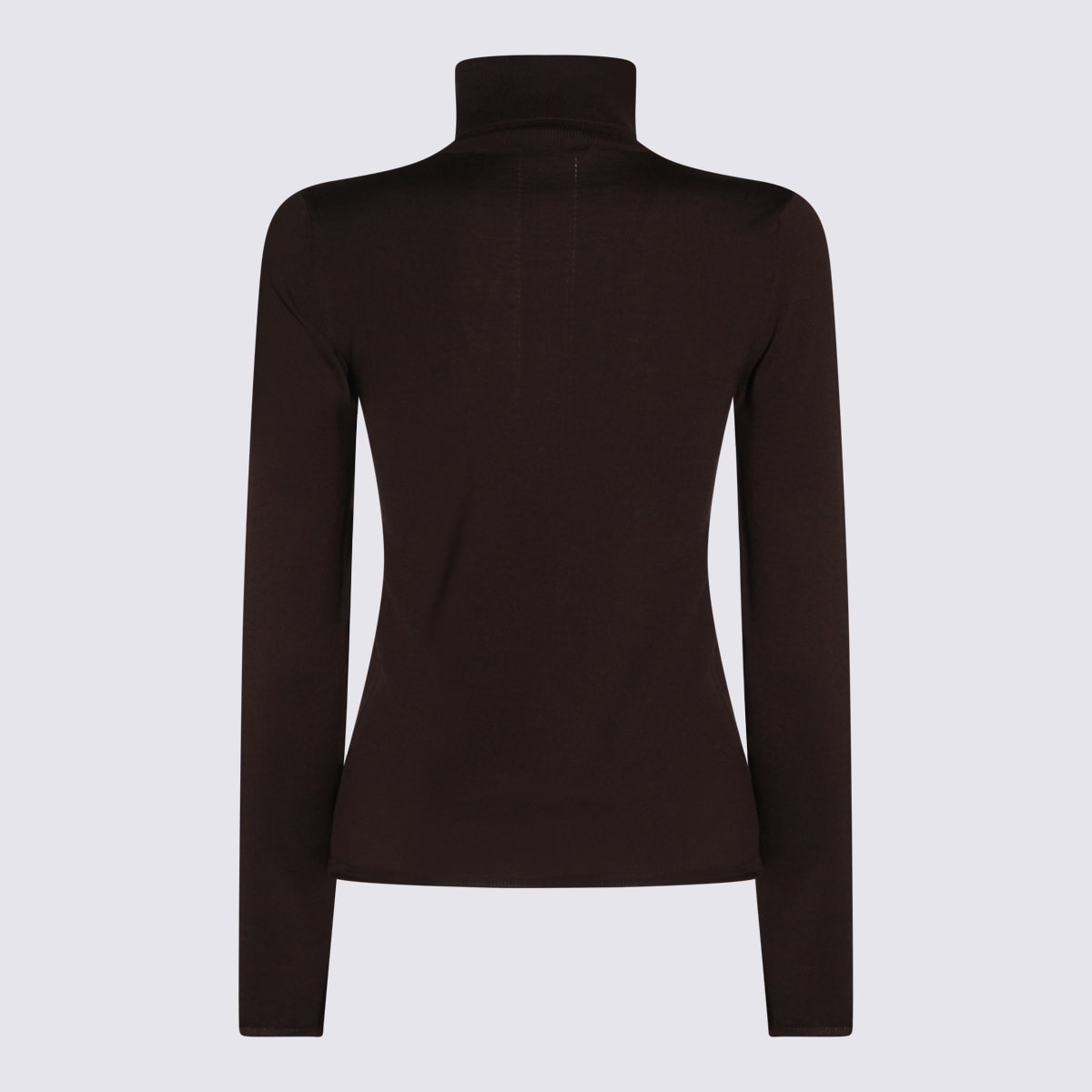 Zanone Long Sleeve Turtleneck Knitwear With Ribbed Texture In Brown