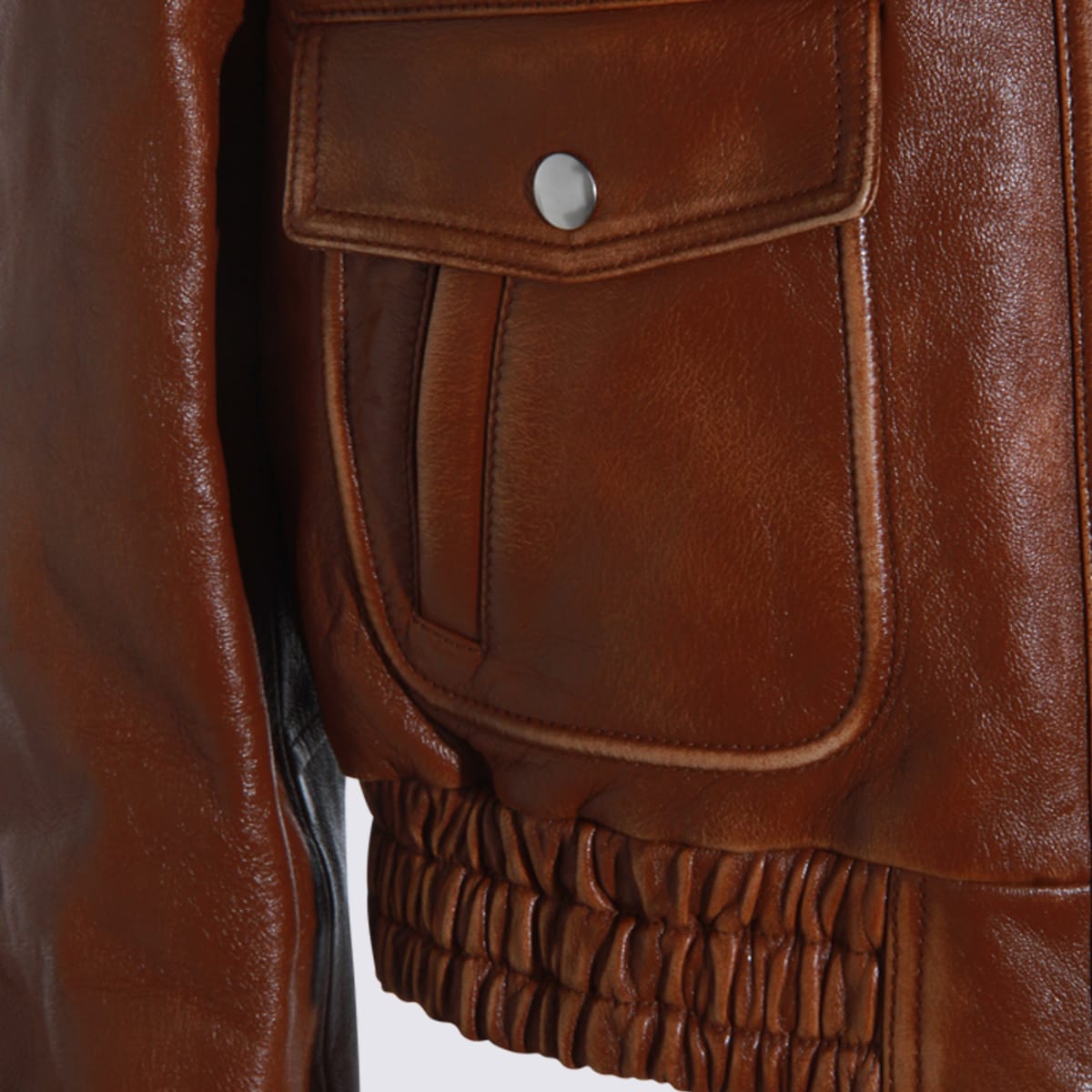 Miu Miu Brown Leather Jacket In Brown