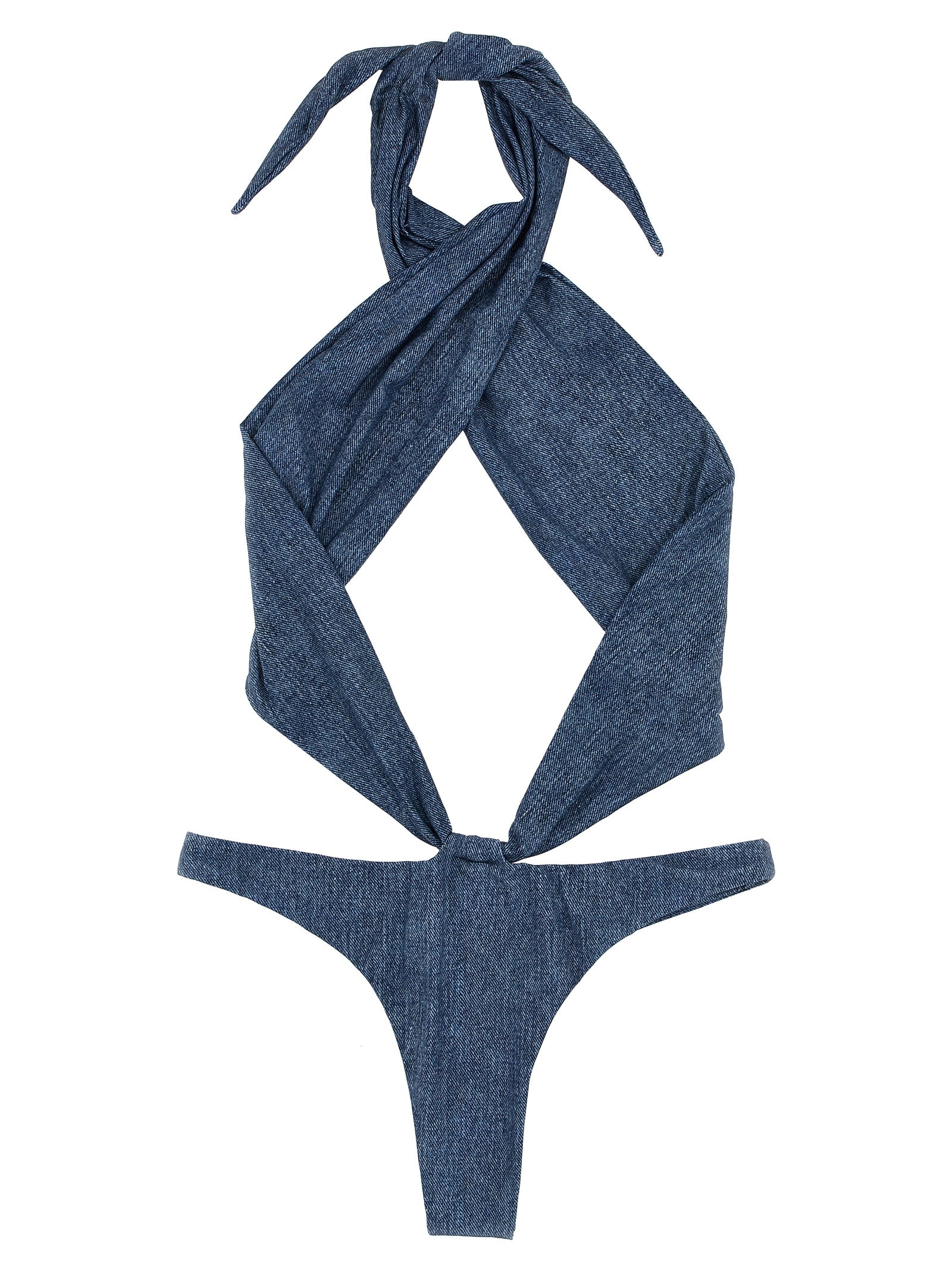 Shop Rotate Birger Christensen X Reina Olga One-piece Swimsuit In Light Blue