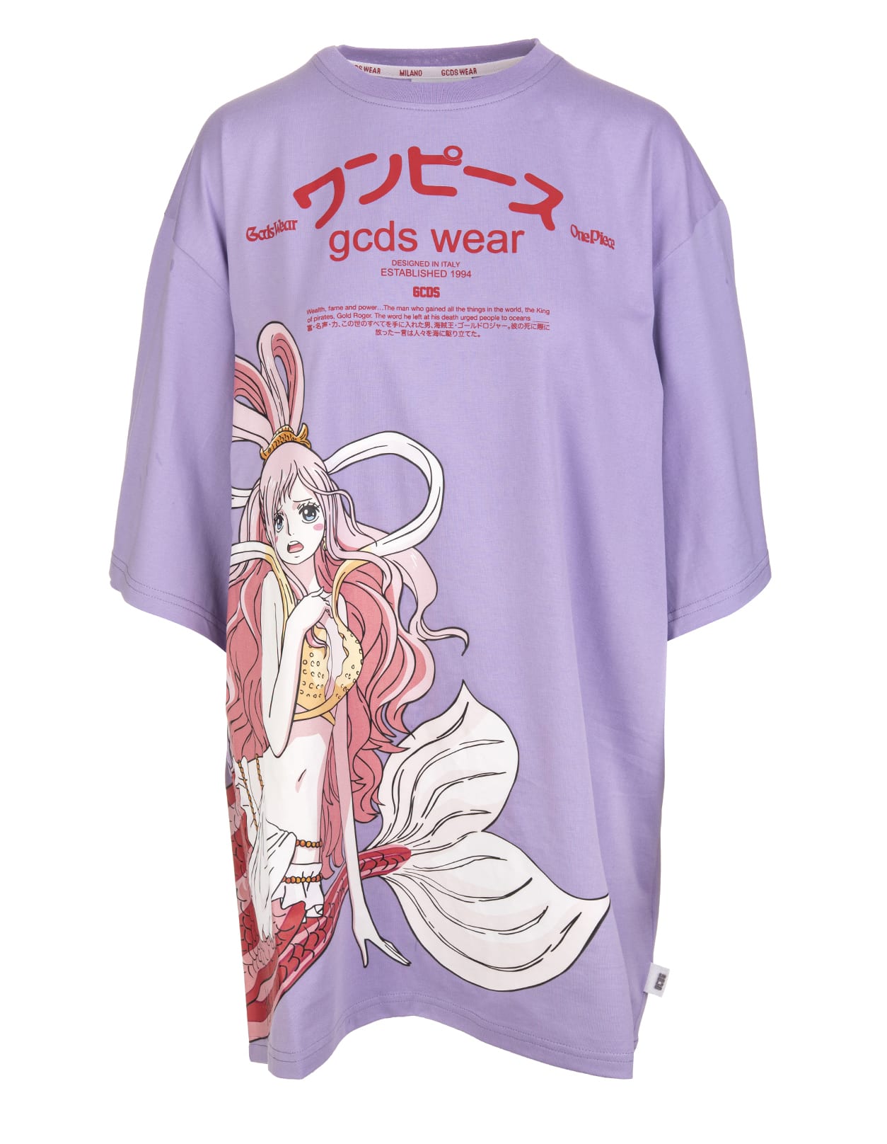 GCDS Lilac T-shirt Dress With One Piece Shirahoshi Print