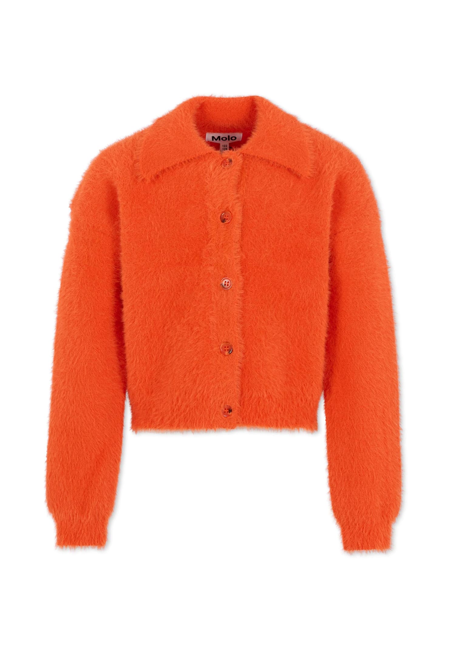 Molo Orange Cardigan For Girl With Logo In Orange