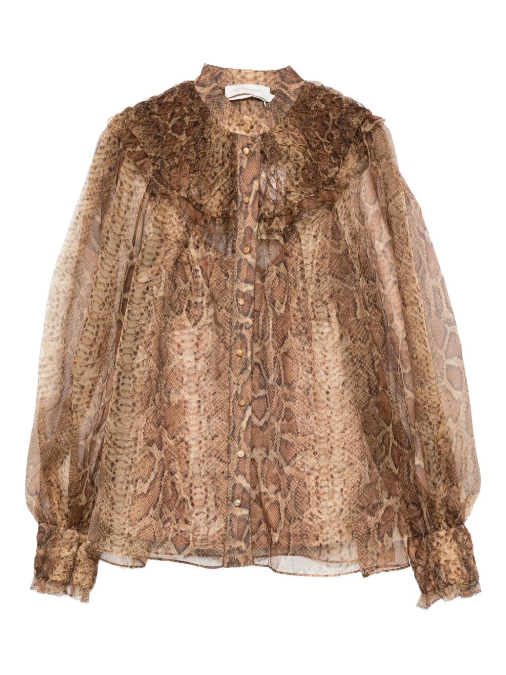 Zimmermann Printed Silk Shirt In Brown