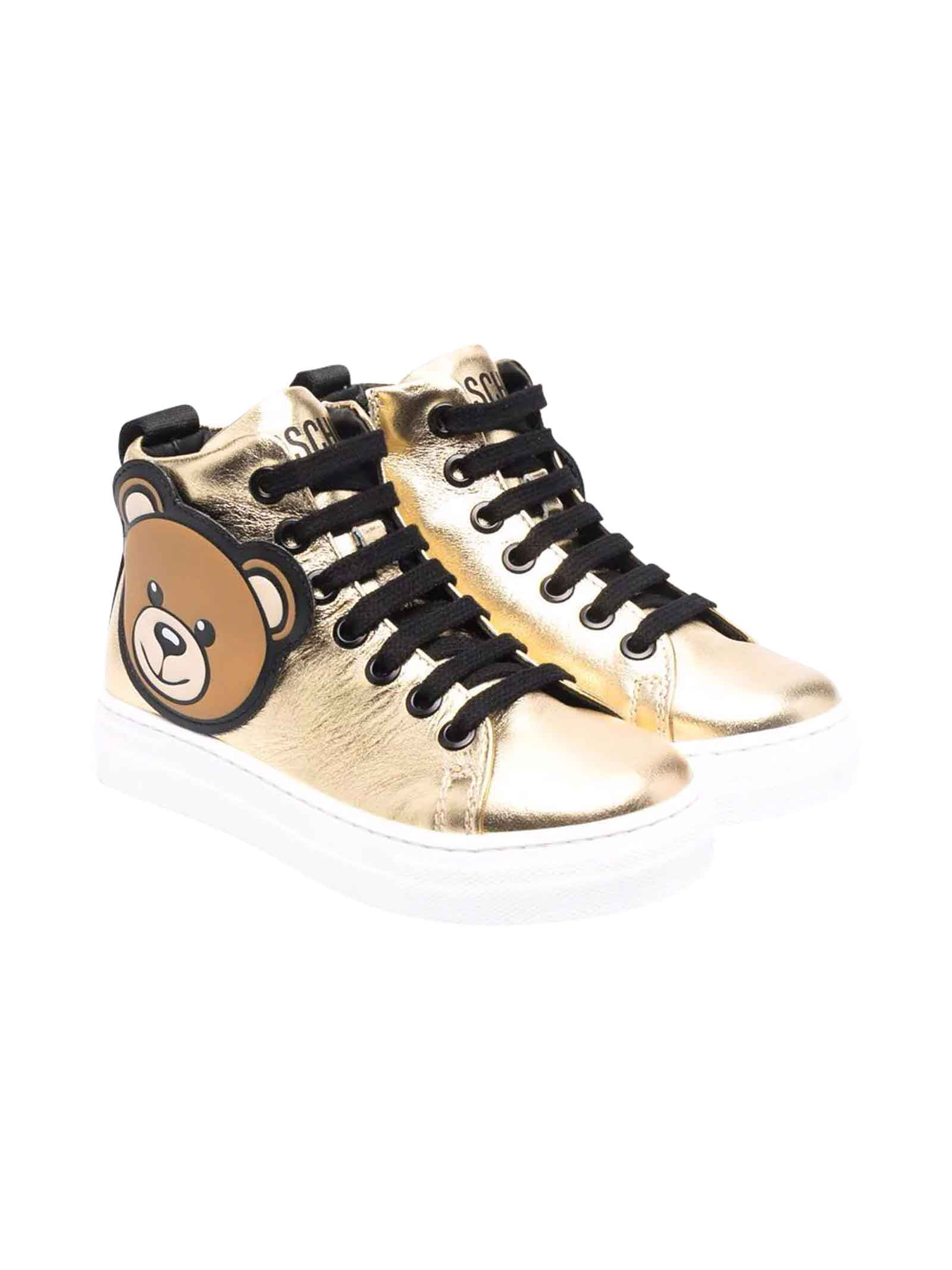Moschino Unisex Gold Sneakers