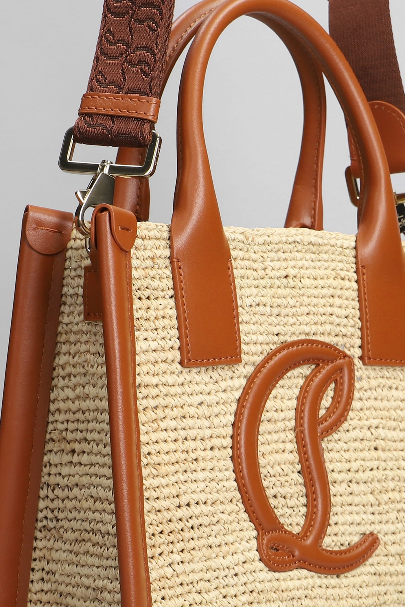 Shop Christian Louboutin By My Side Tote In Beige Raffia