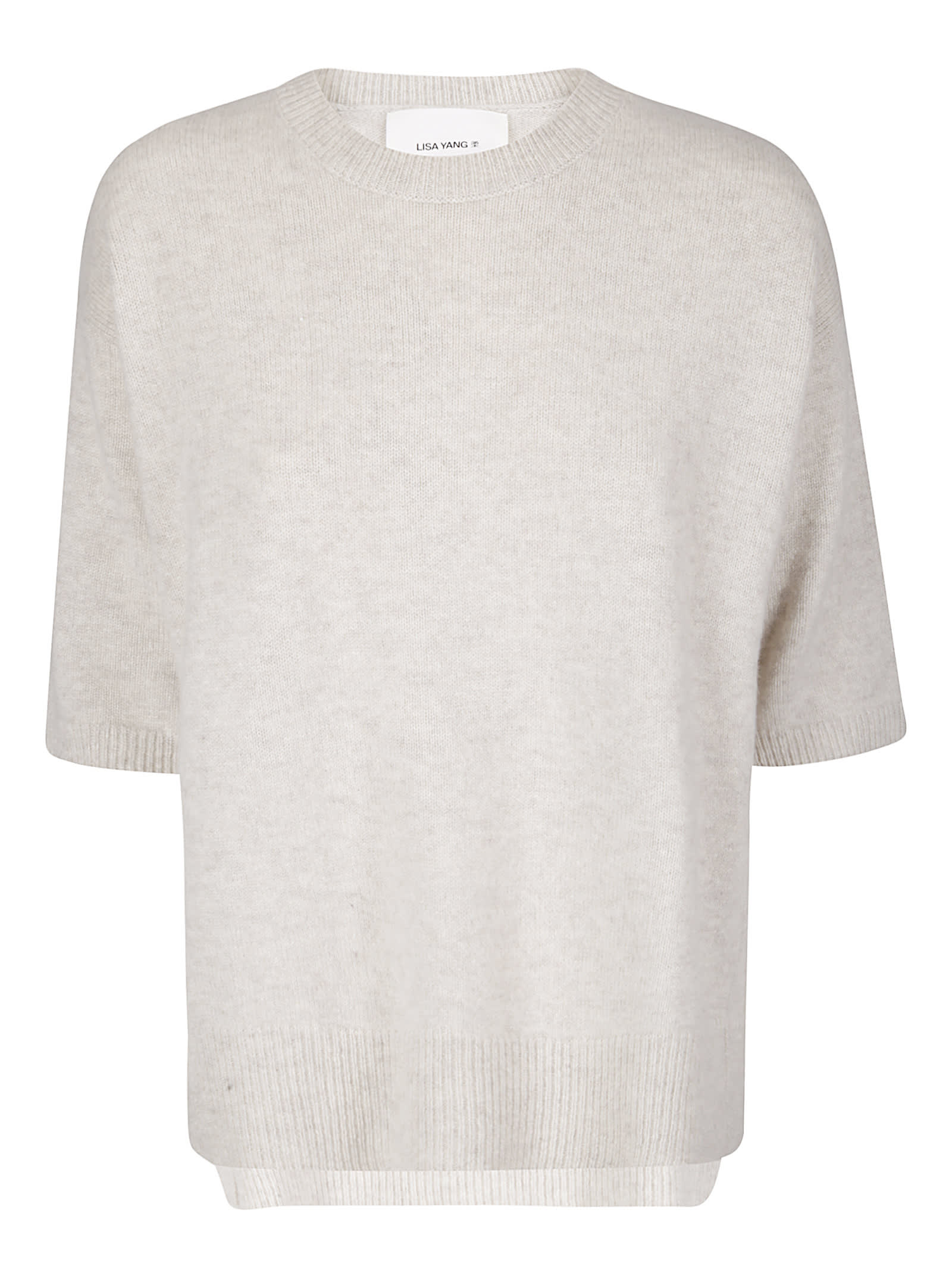 Lisa Yang Soft Cashmere Knit Top With Asymmetric Seams In Gray