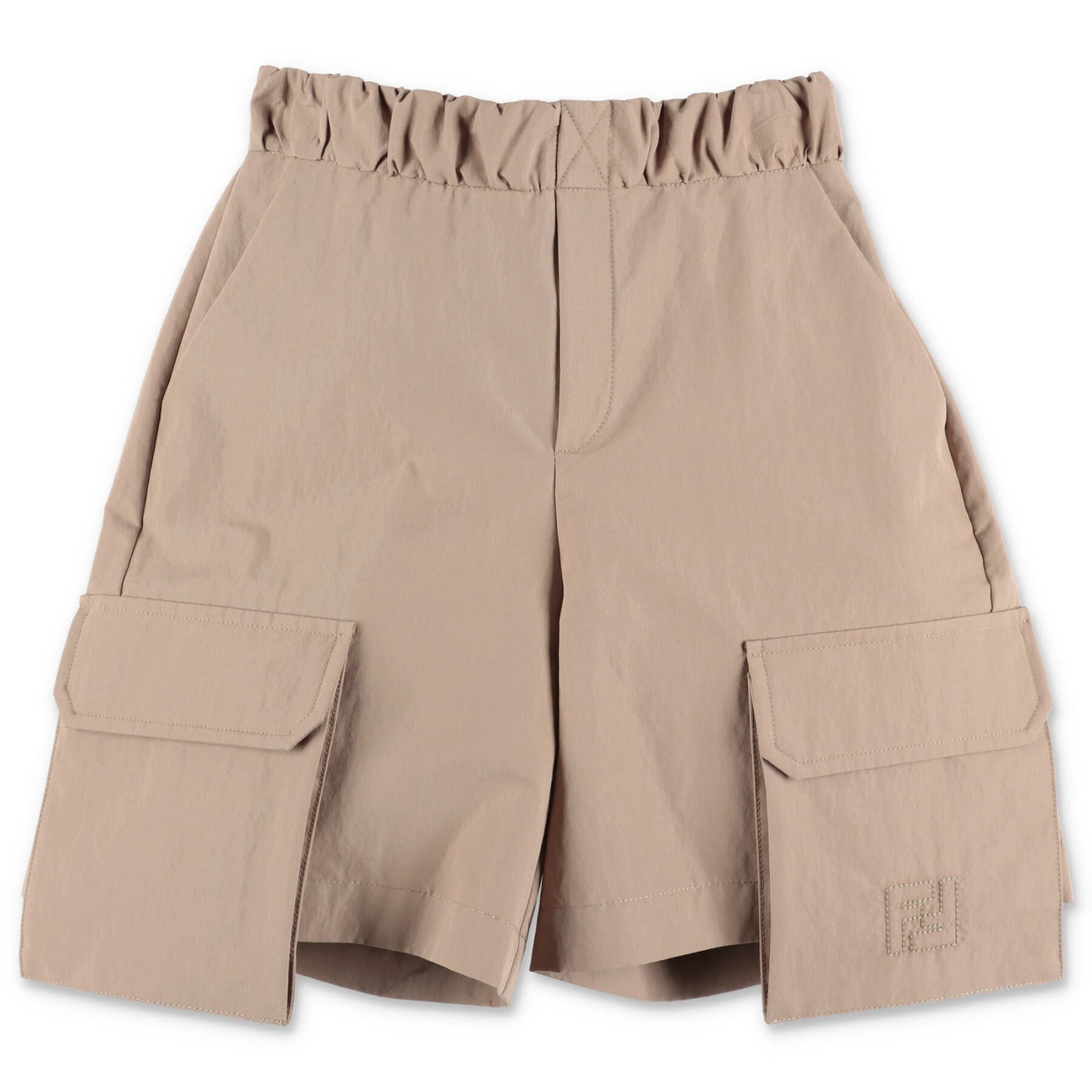 Fendi Kids'  Shorts Marrone Chiaro In Cotone