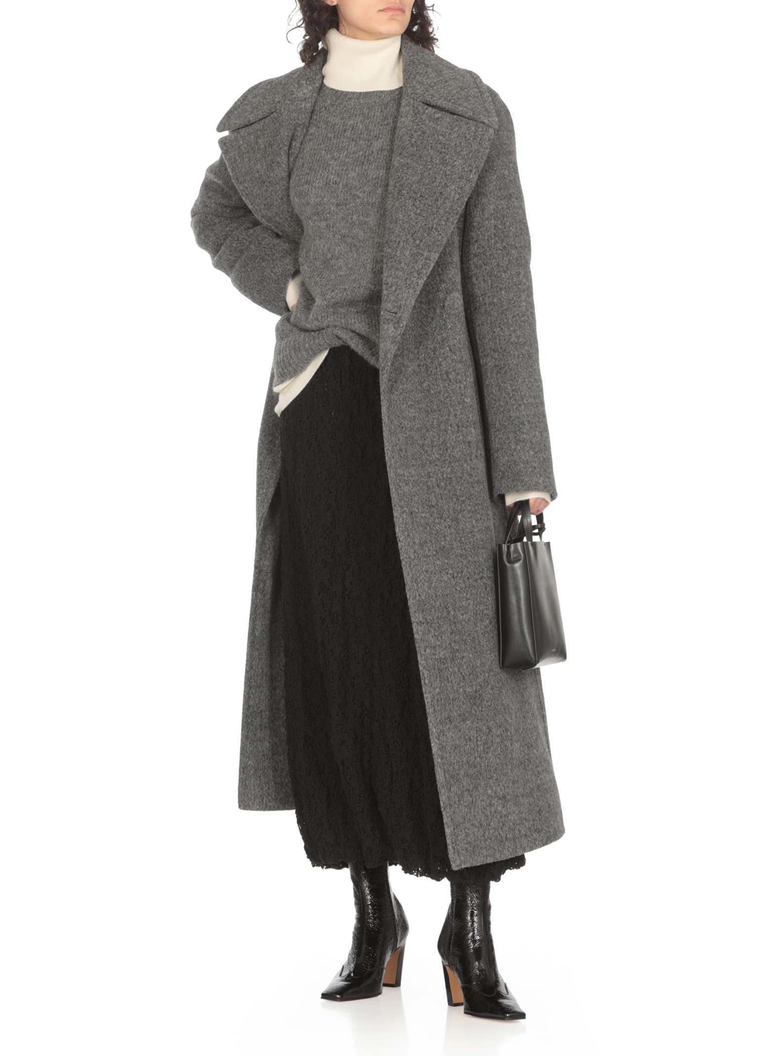 Shop Jil Sander Lama Coat In Grey