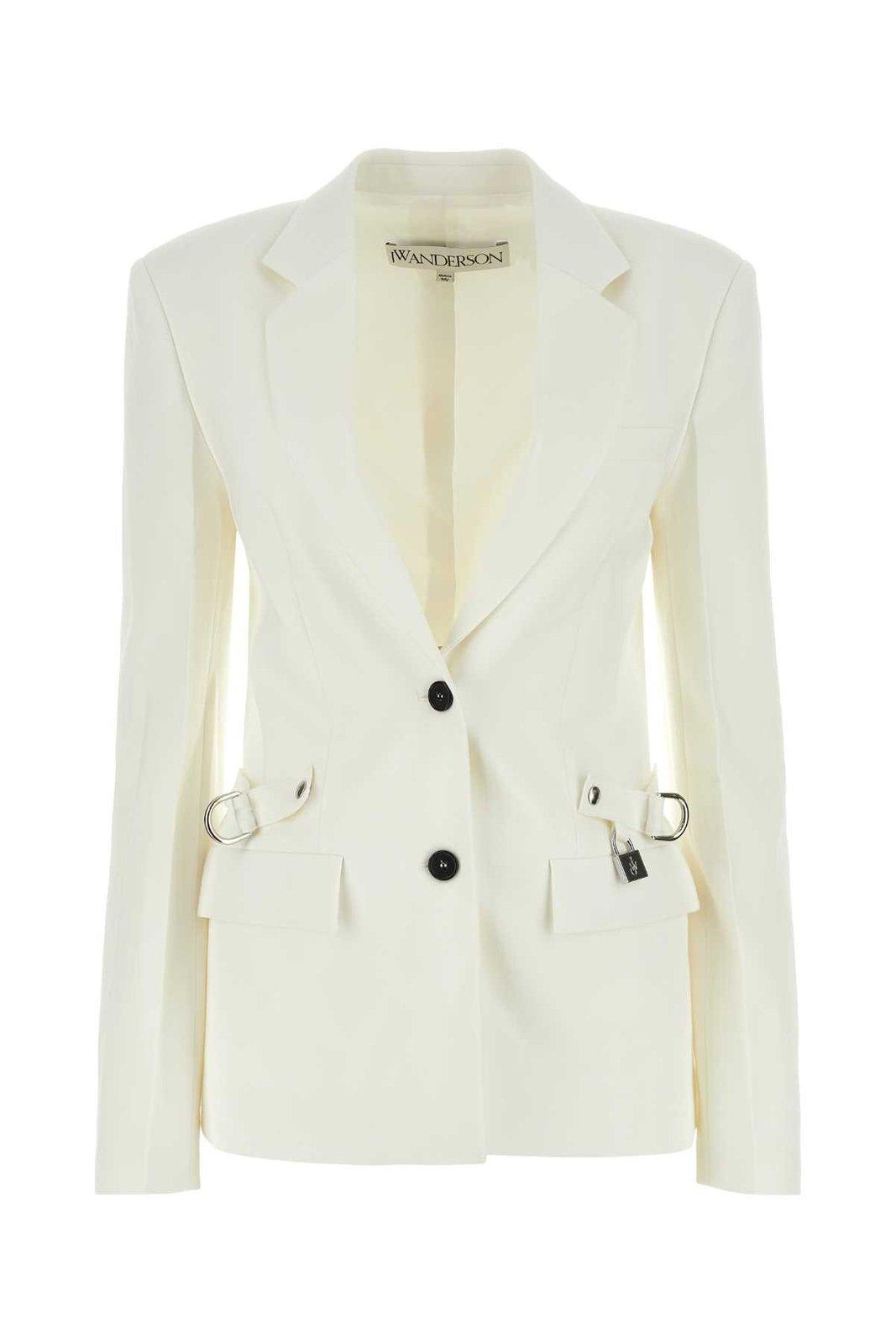 Shop Jw Anderson Single-breasted Long-sleeved Blazer In White