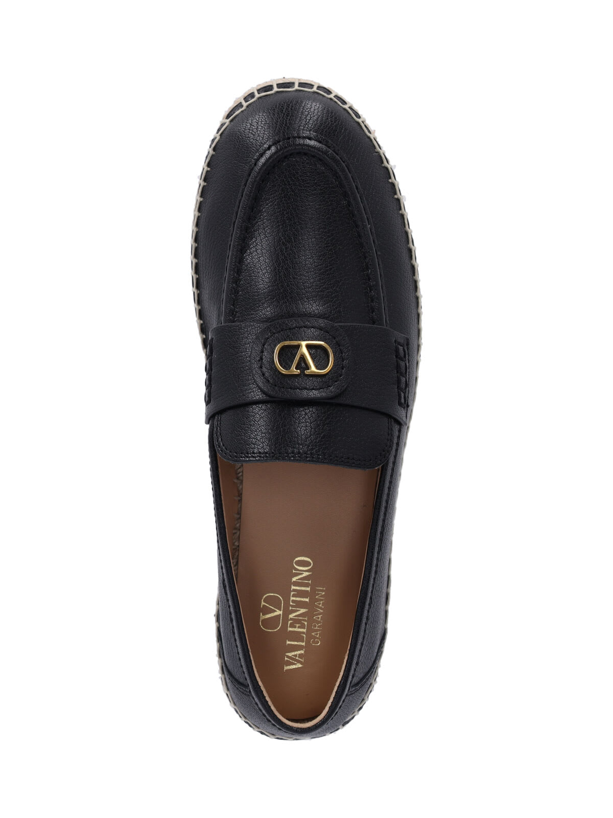 Valentino Avenue Palm Goatskin Espadrilles With Jute Sole In Black