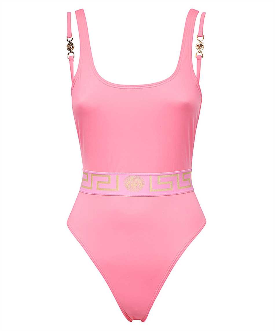 Shop Versace One-piece Swimsuit With Logo In Pink