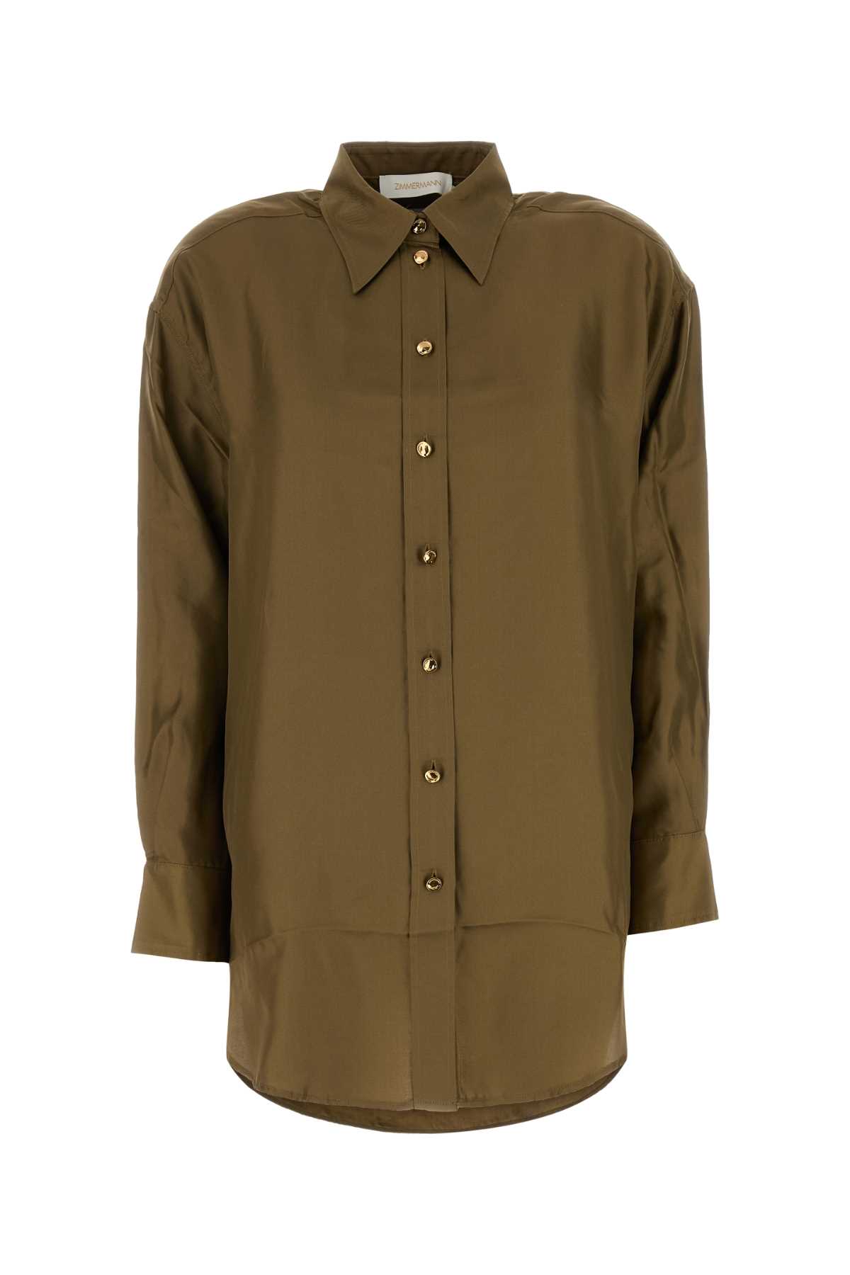 Olive Green Silk Crush Shirt