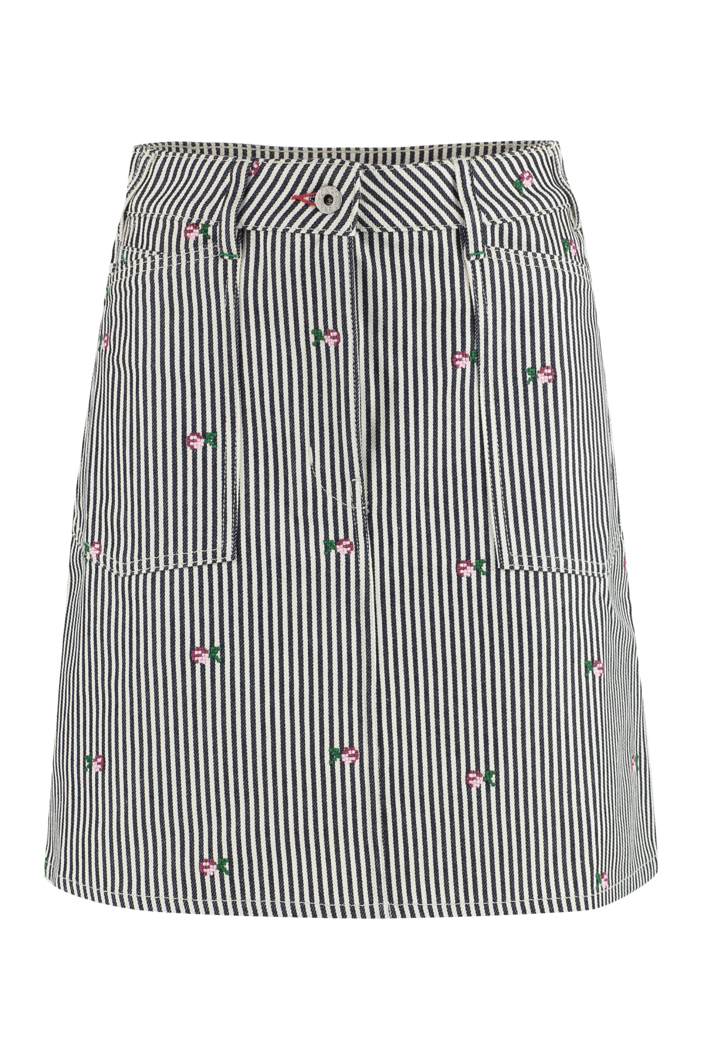 Shop Kenzo Striped Denim Mini Skirt