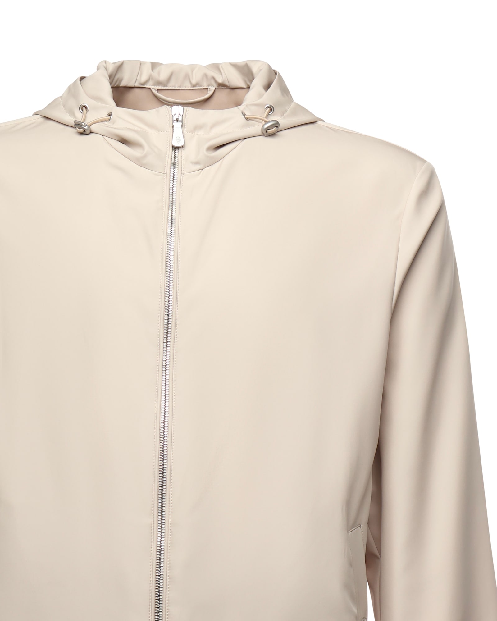 Eleventy Silk Hooded Jacket Long Sleeves In Sand