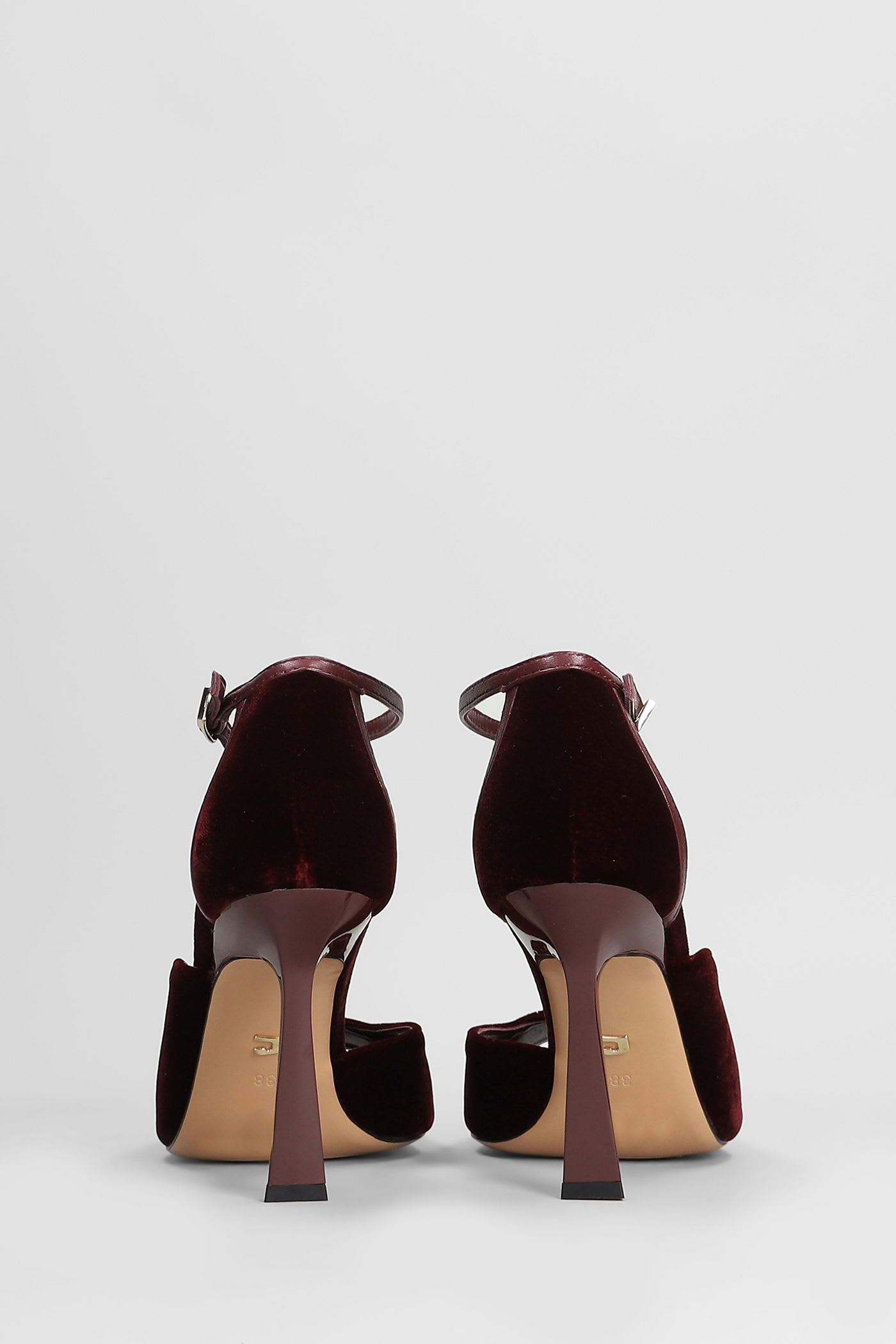 Lola Cruz Sandals In Bordeaux Velvet In Burgundy