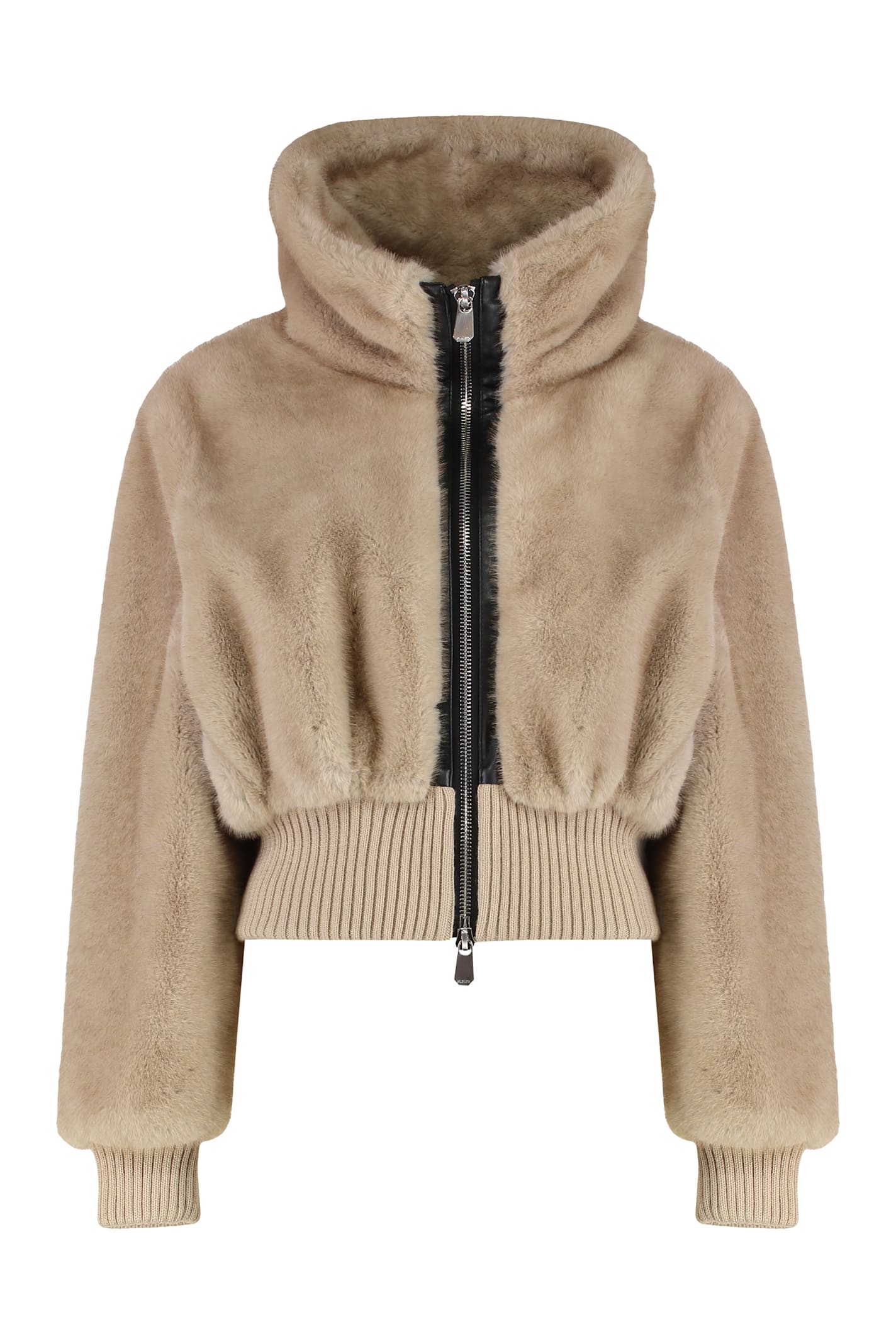 Pinko Bomber In Eco-fur In Neutral