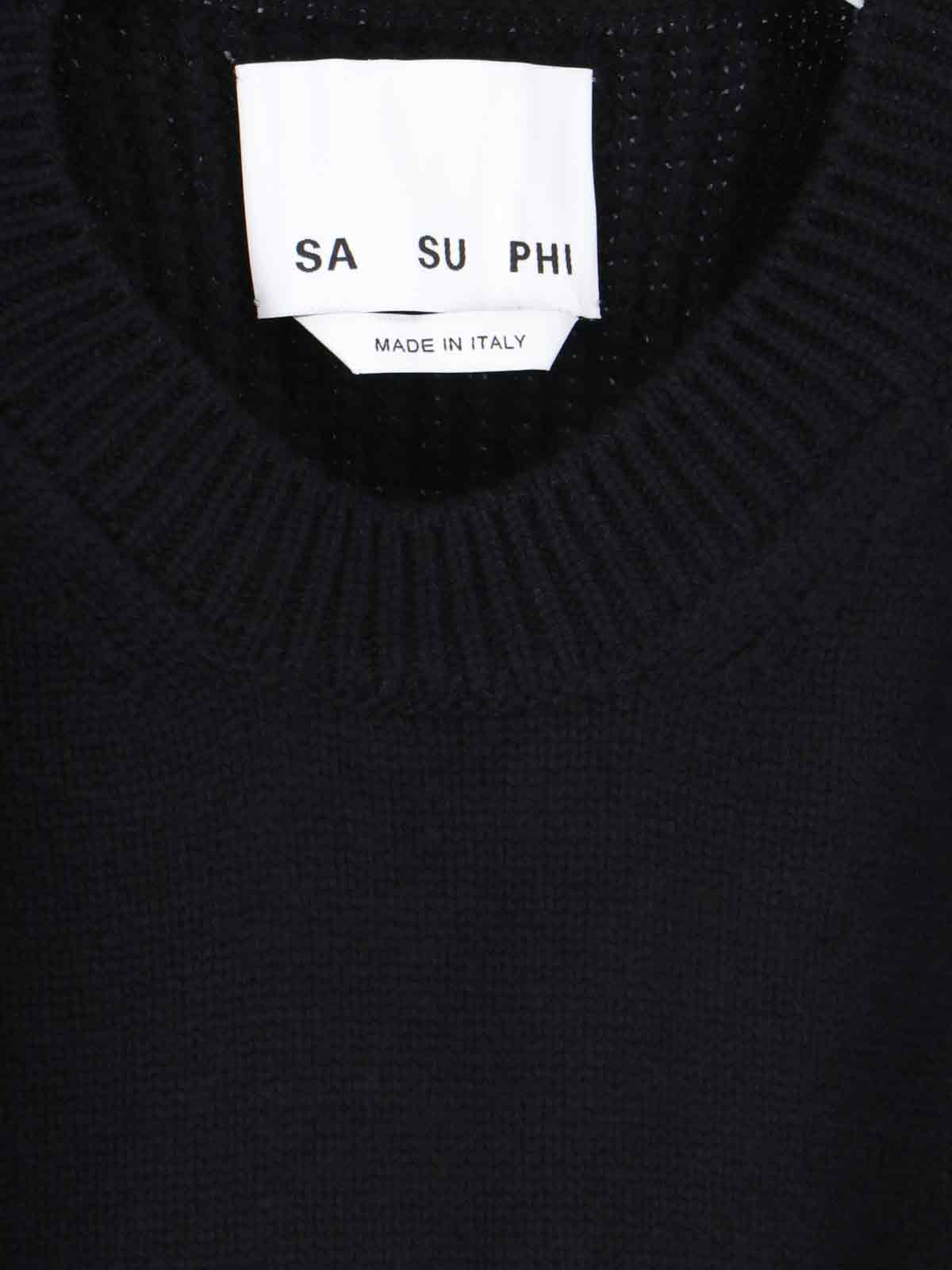 Sa Su Phi Crew Neck Pure Cashmere Sweater In Black