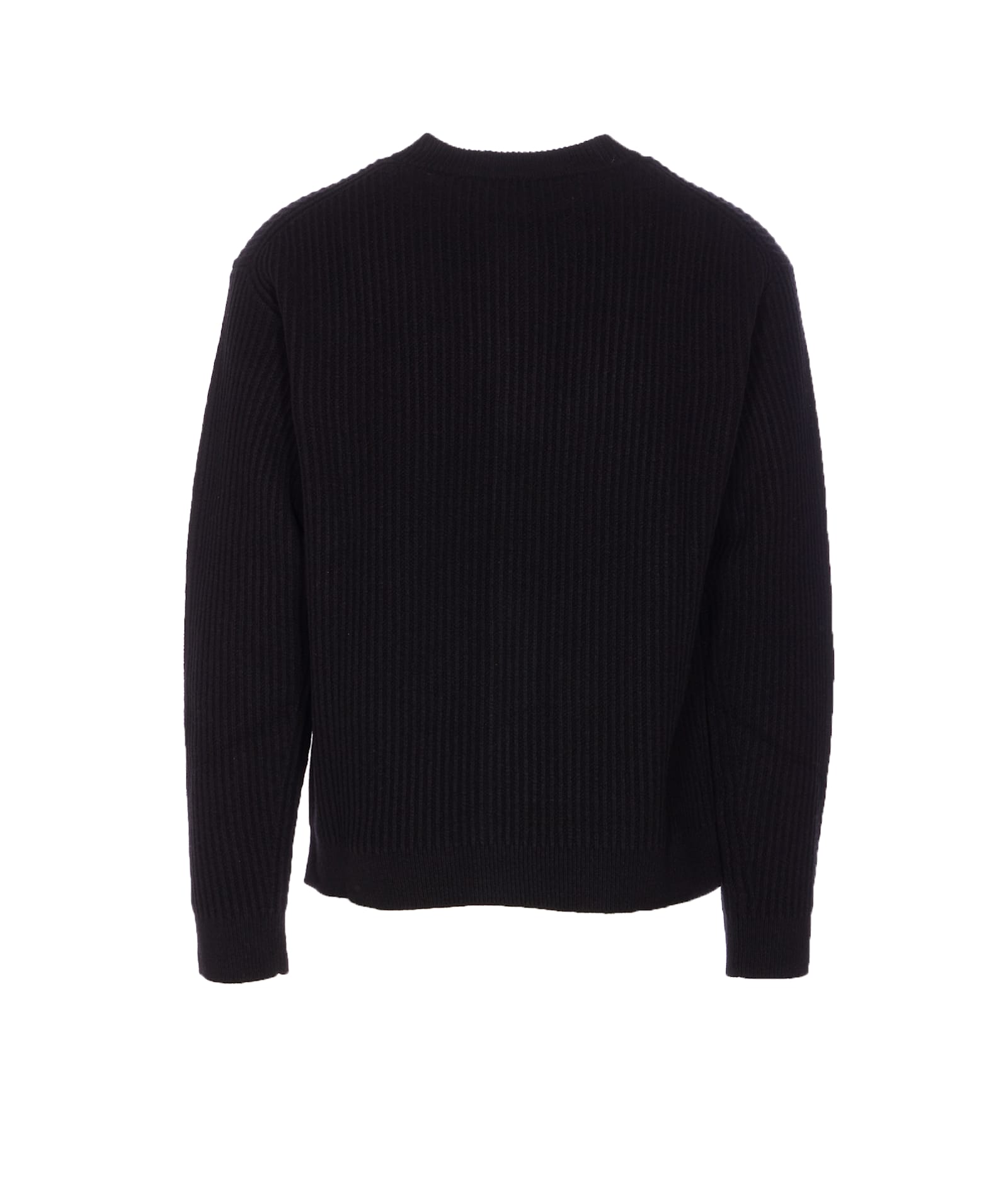 Maison Kitsuné Fox Head Wool Ribbed Cardigan Clothing In Black