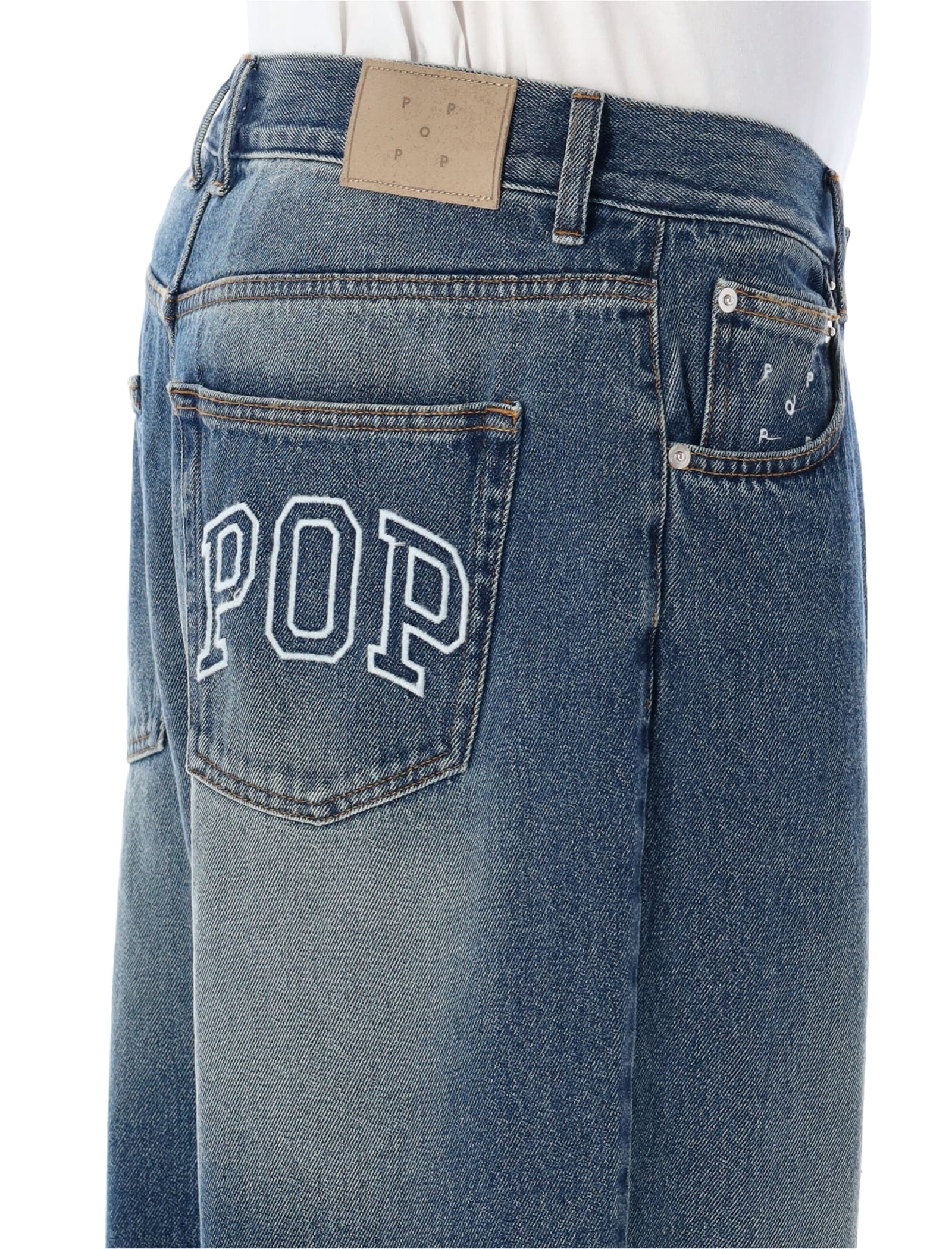 Shop Pop Trading Company Pop Jeans In Med Blue