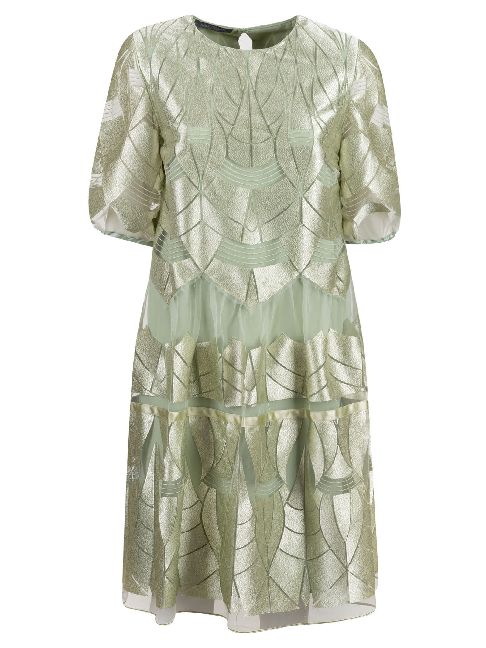 Alberta Ferretti Laser-cut Layered Dress
