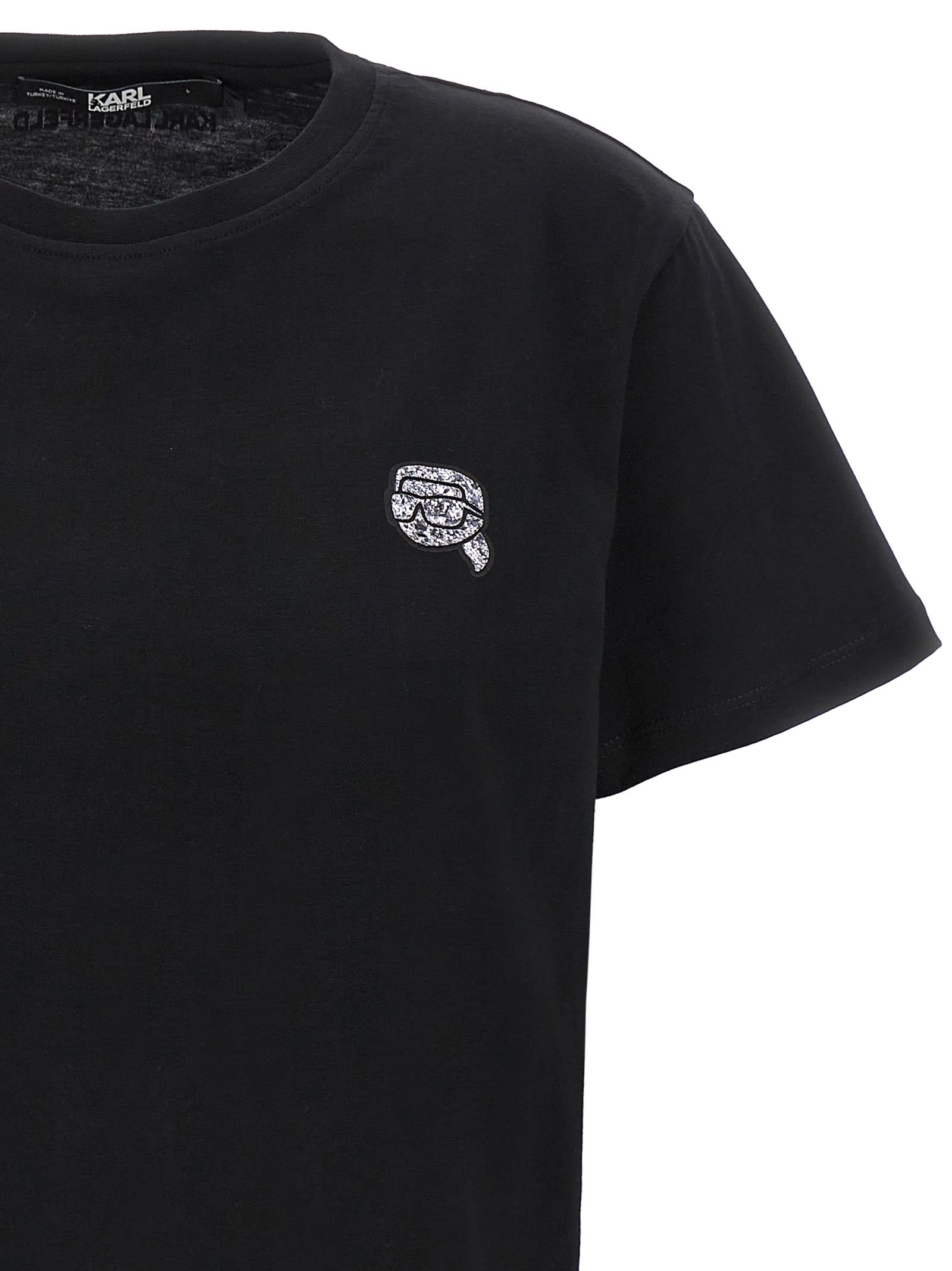 Shop Karl Lagerfeld Ikonik 2,0 Glitter T-shirt In Black