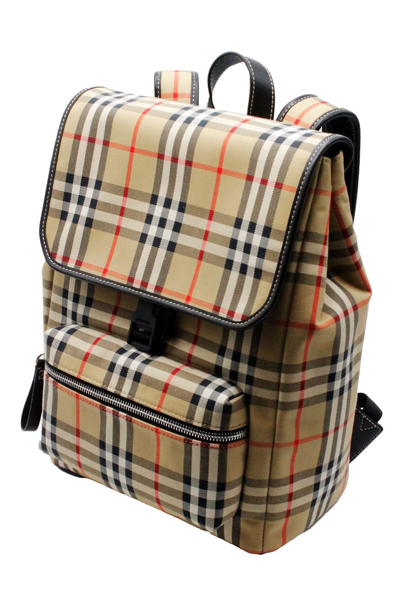 Burberry Backpack In Organic Cotton Fabric With Vintage Check