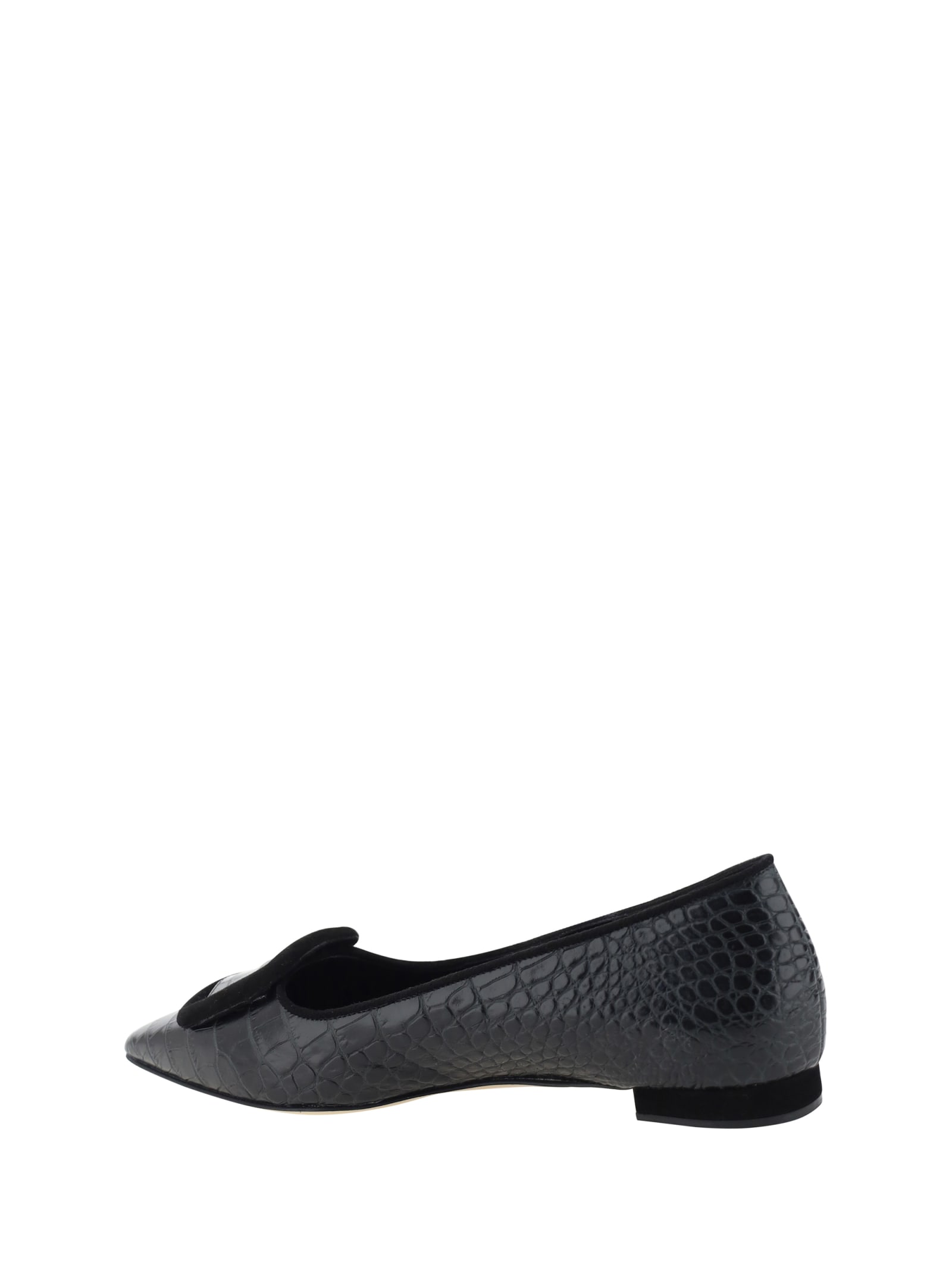 Shop Manolo Blahnik Maysale Ballerinas In Blck