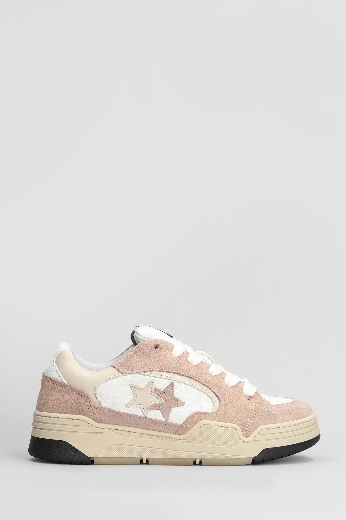 Sneakers In Rose-pink Suede And Leather