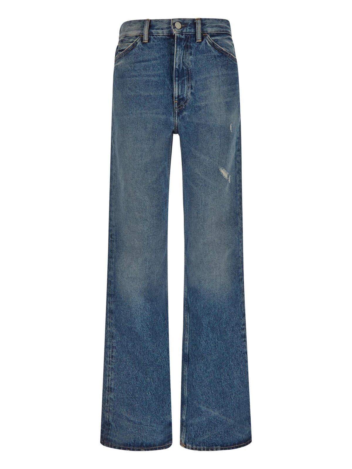 Shop Acne Studios Distressed Mid-rise Jeans In Blue