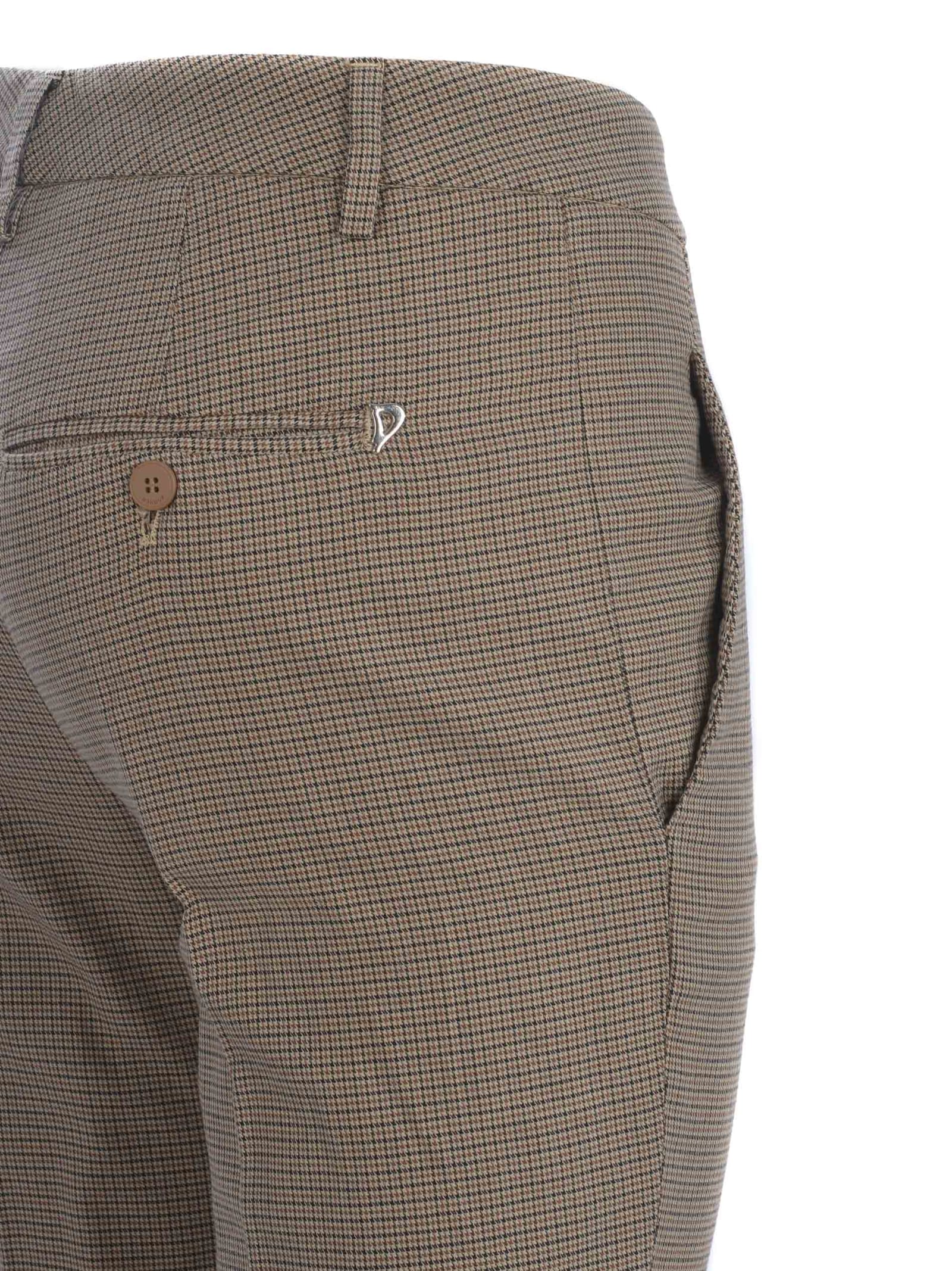 Shop Dondup Trousers  Perfect In Houndstooth In Beige