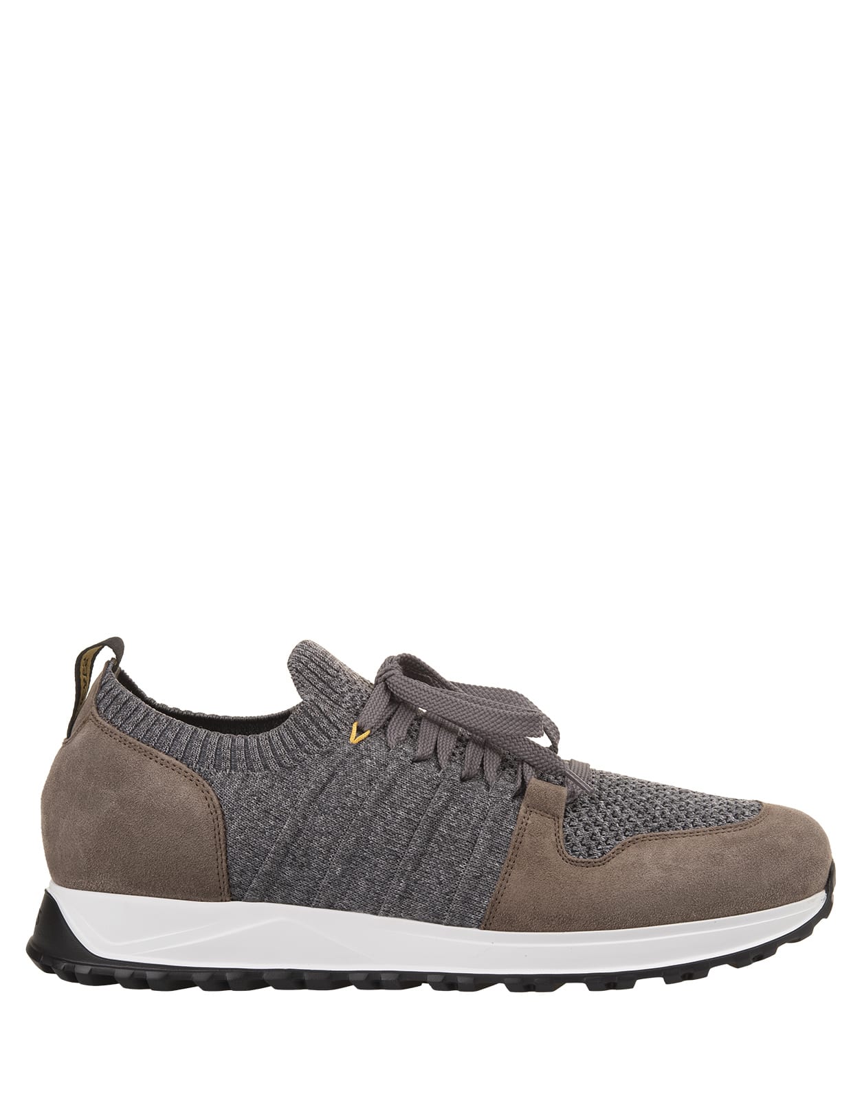 Shop Doucal's Grey And Brown Leather And Fabric Sneakers