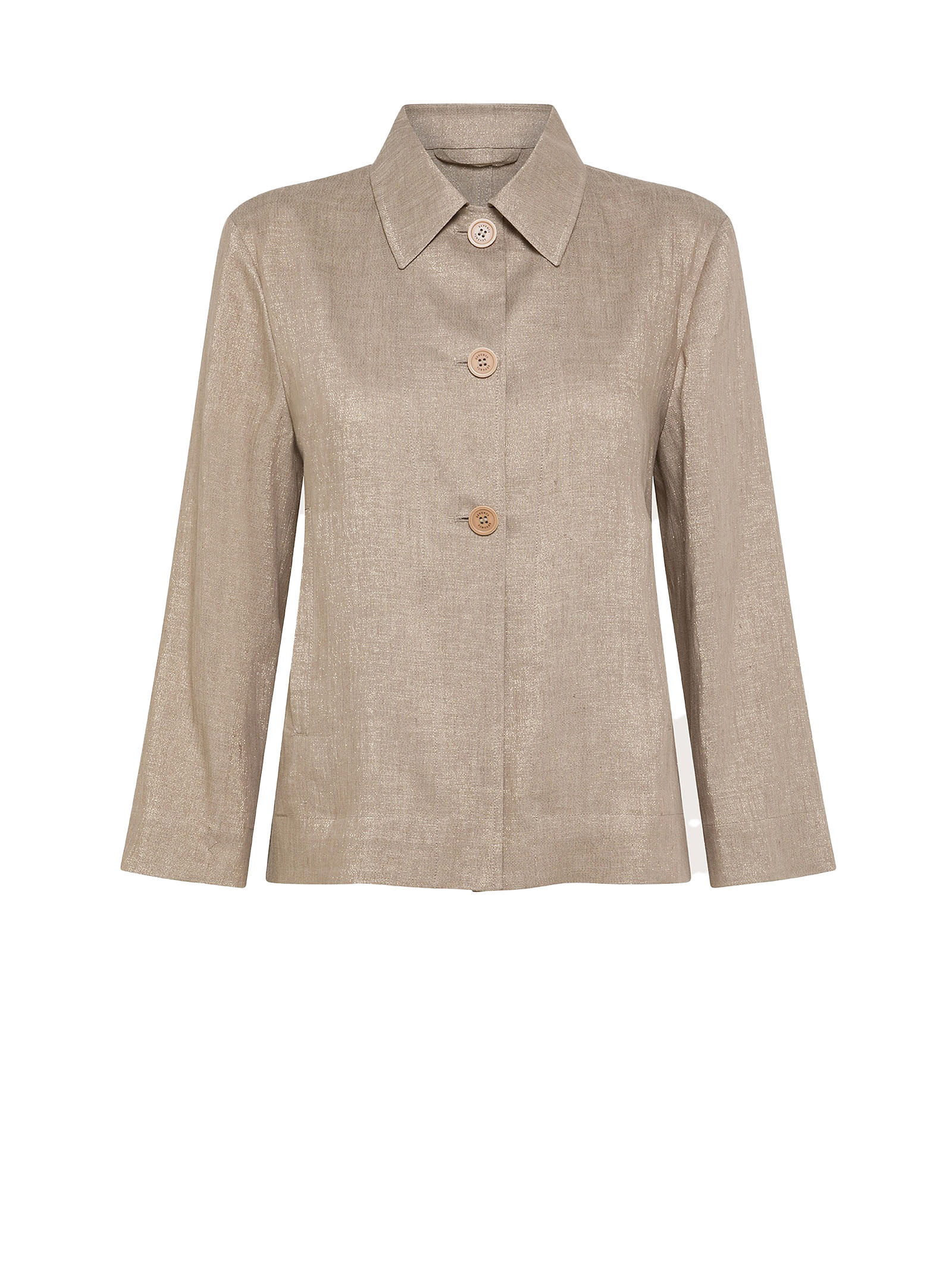 Shop Seventy Lurex Linen Jacket In Naturale